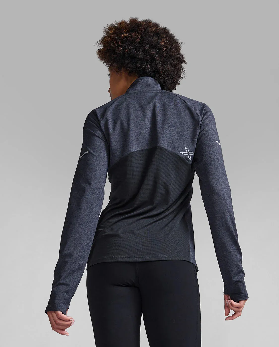 2XU Womens Aero 1/2 Zip  - Black/Silver Reflective