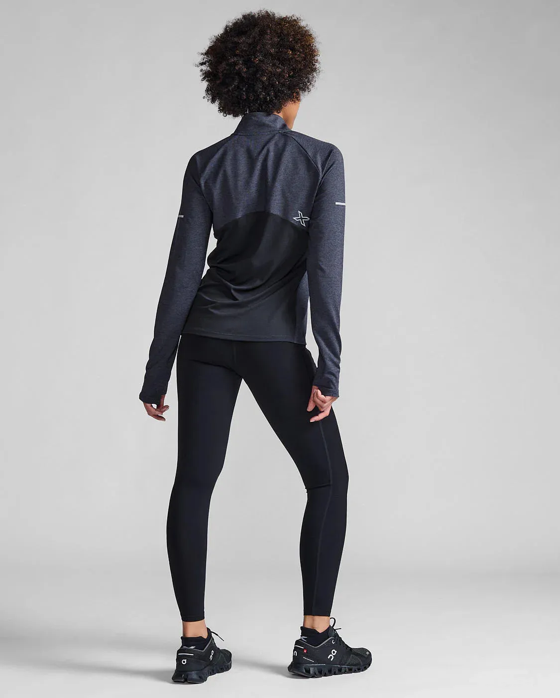 2XU Womens Aero 1/2 Zip  - Black/Silver Reflective