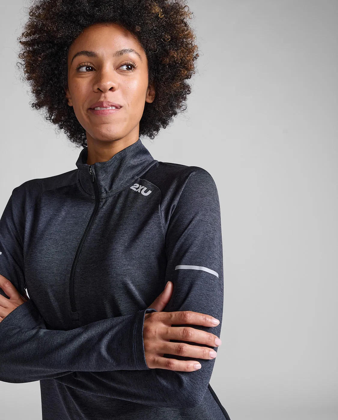 2XU Womens Aero 1/2 Zip  - Black/Silver Reflective