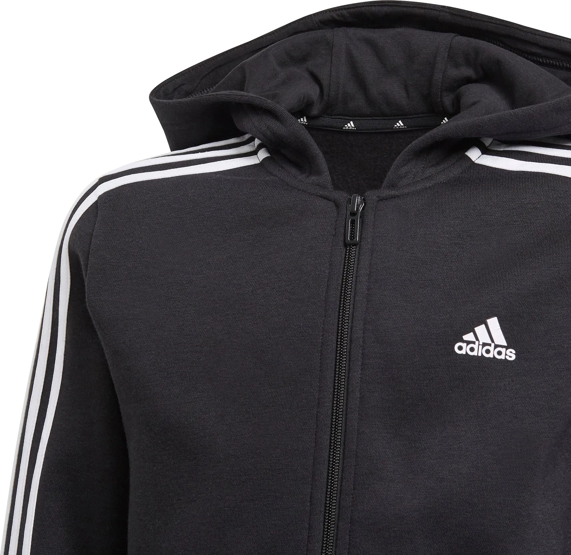 adidas Essentials 3 Stripes Junior Hoody - Black