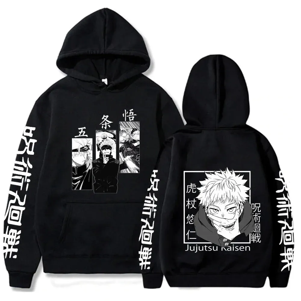 Anime Print Sweatshirts Jujutsu Kaisen Men's Hoodie Harajuku Autumn Winter Streetwear Clothe Yuji Itadori Plus Size Hoodie