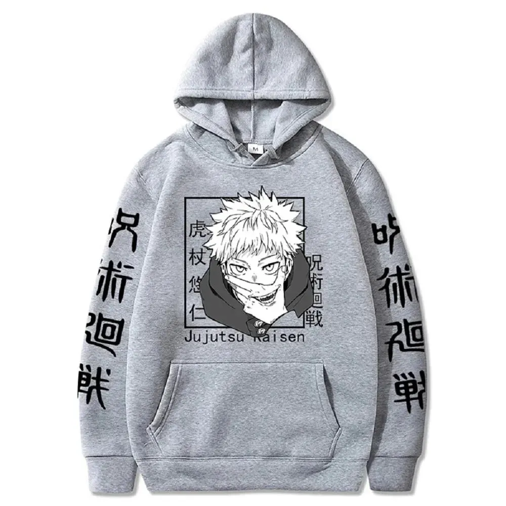 Anime Print Sweatshirts Jujutsu Kaisen Men's Hoodie Harajuku Autumn Winter Streetwear Clothe Yuji Itadori Plus Size Hoodie