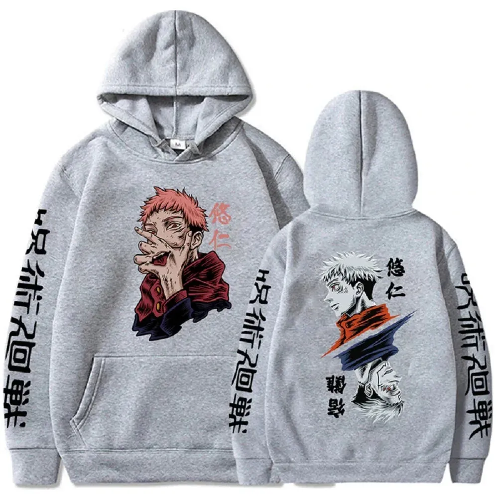 Anime Print Sweatshirts Jujutsu Kaisen Men's Hoodie Harajuku Autumn Winter Streetwear Clothe Yuji Itadori Plus Size Hoodie