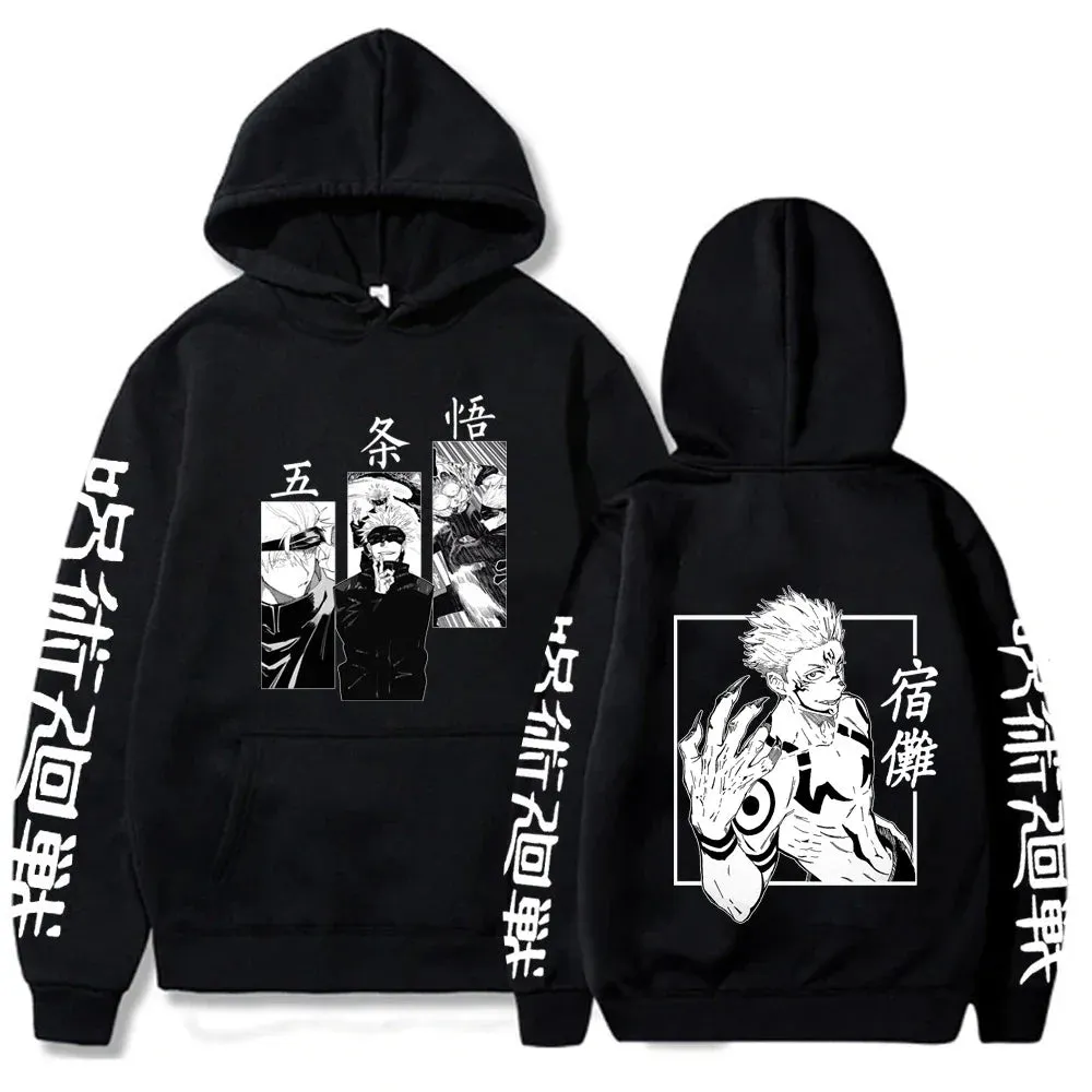 Anime Print Sweatshirts Jujutsu Kaisen Men's Hoodie Harajuku Autumn Winter Streetwear Clothe Yuji Itadori Plus Size Hoodie