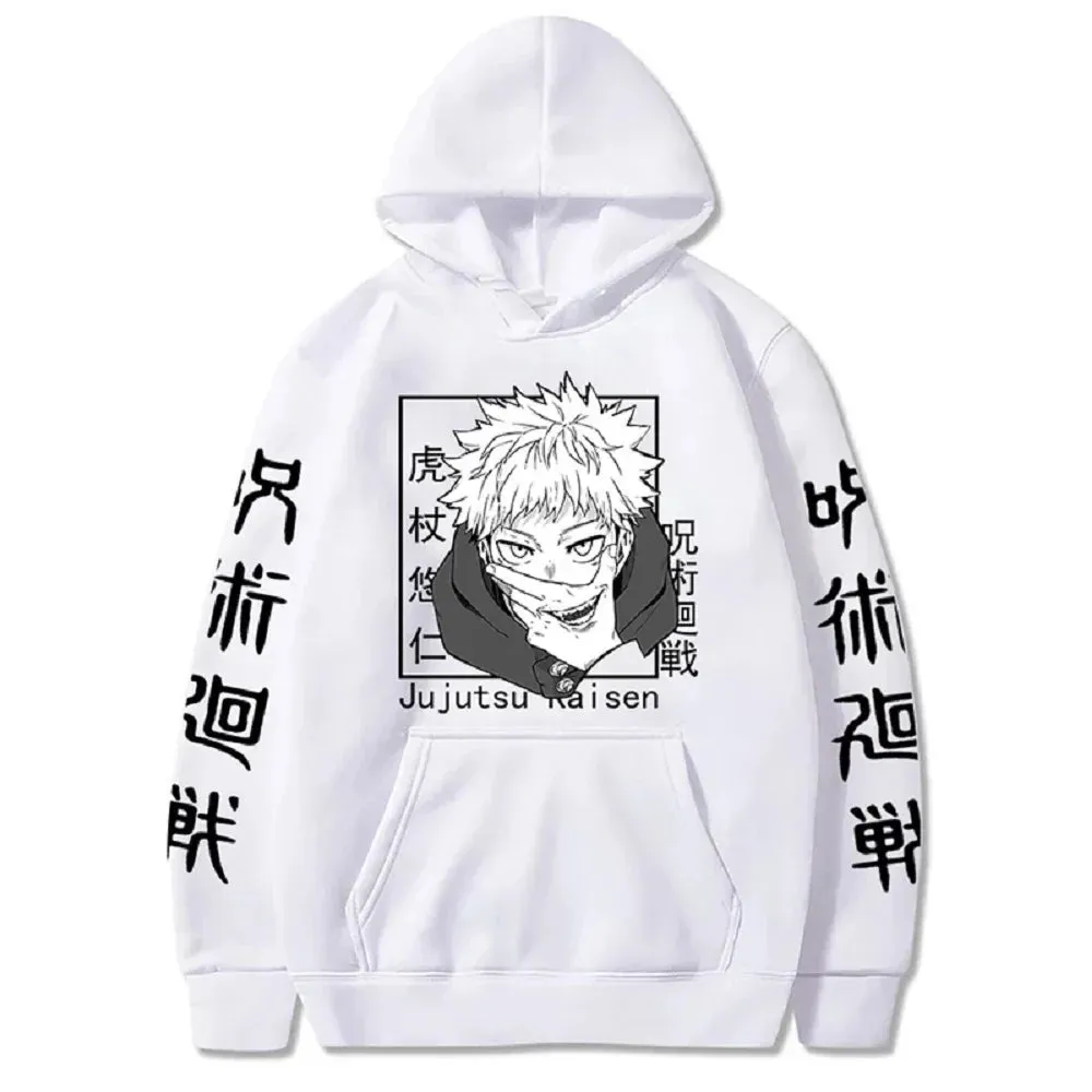 Anime Print Sweatshirts Jujutsu Kaisen Men's Hoodie Harajuku Autumn Winter Streetwear Clothe Yuji Itadori Plus Size Hoodie