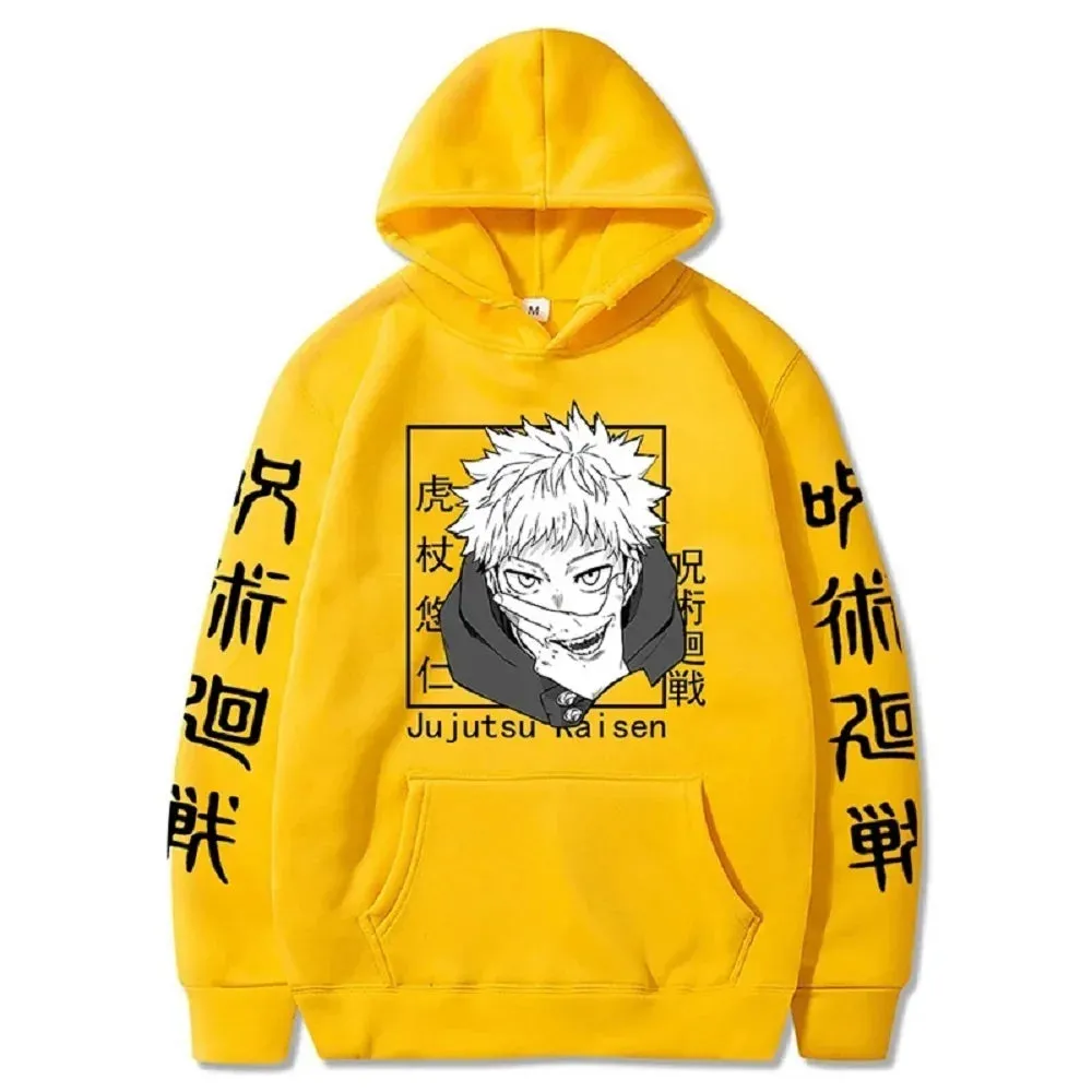 Anime Print Sweatshirts Jujutsu Kaisen Men's Hoodie Harajuku Autumn Winter Streetwear Clothe Yuji Itadori Plus Size Hoodie