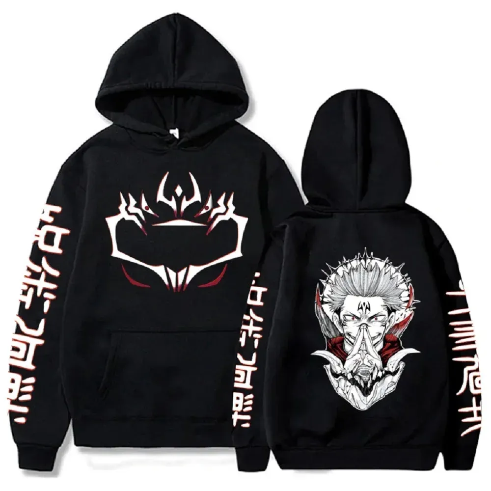 Anime Print Sweatshirts Jujutsu Kaisen Men's Hoodie Harajuku Autumn Winter Streetwear Clothe Yuji Itadori Plus Size Hoodie