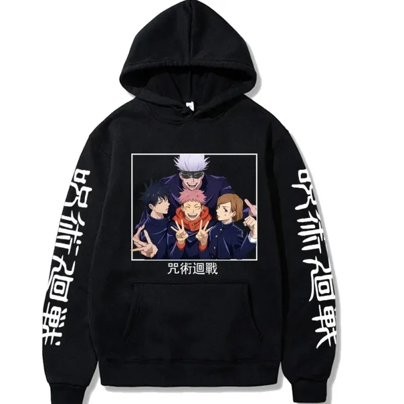 Anime Print Sweatshirts Jujutsu Kaisen Men's Hoodie Harajuku Autumn Winter Streetwear Clothe Yuji Itadori Plus Size Hoodie