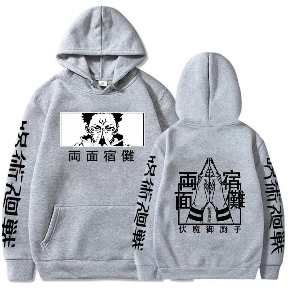 Anime Print Sweatshirts Jujutsu Kaisen Men's Hoodie Harajuku Autumn Winter Streetwear Clothe Yuji Itadori Plus Size Hoodie