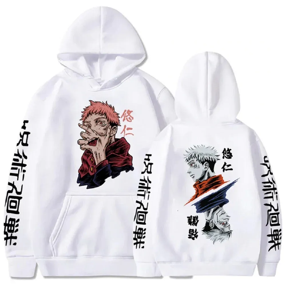 Anime Print Sweatshirts Jujutsu Kaisen Men's Hoodie Harajuku Autumn Winter Streetwear Clothe Yuji Itadori Plus Size Hoodie