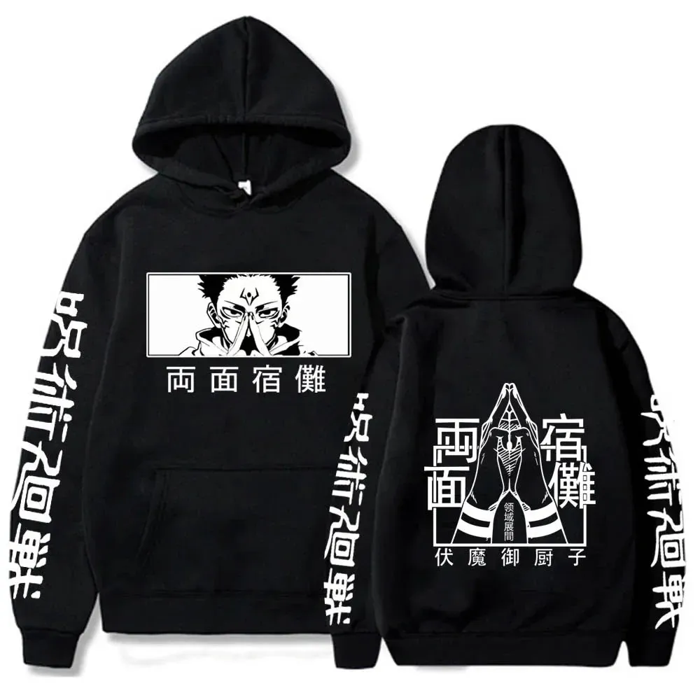 Anime Print Sweatshirts Jujutsu Kaisen Men's Hoodie Harajuku Autumn Winter Streetwear Clothe Yuji Itadori Plus Size Hoodie