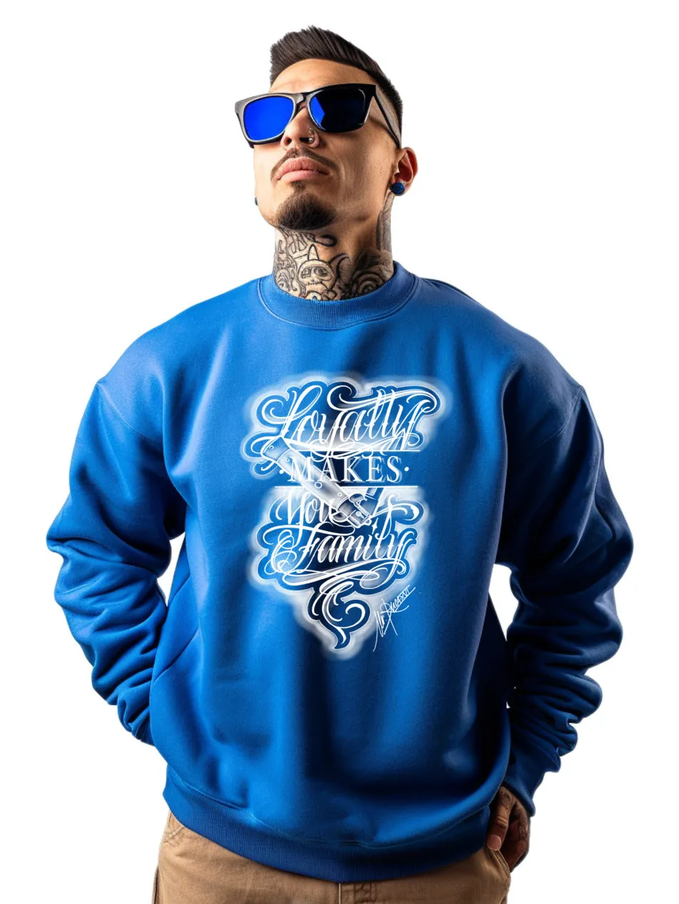 Art Society LOYALTY MAKES YOU FAMILY CREW SWEATER ROYAL BLUE