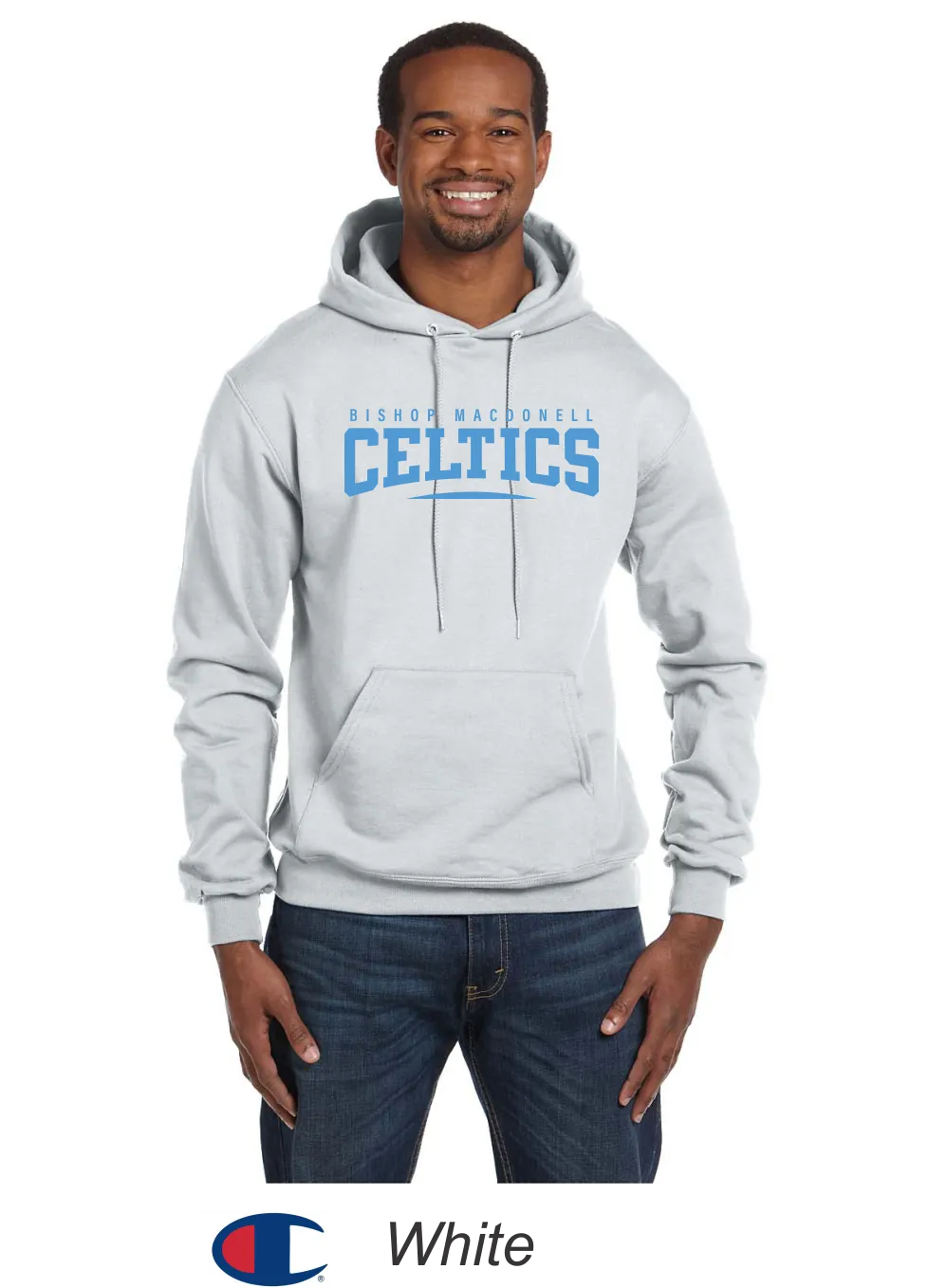 Bishop Mac Champion® Hooded Sweatshirt - Celtics Full Front Design