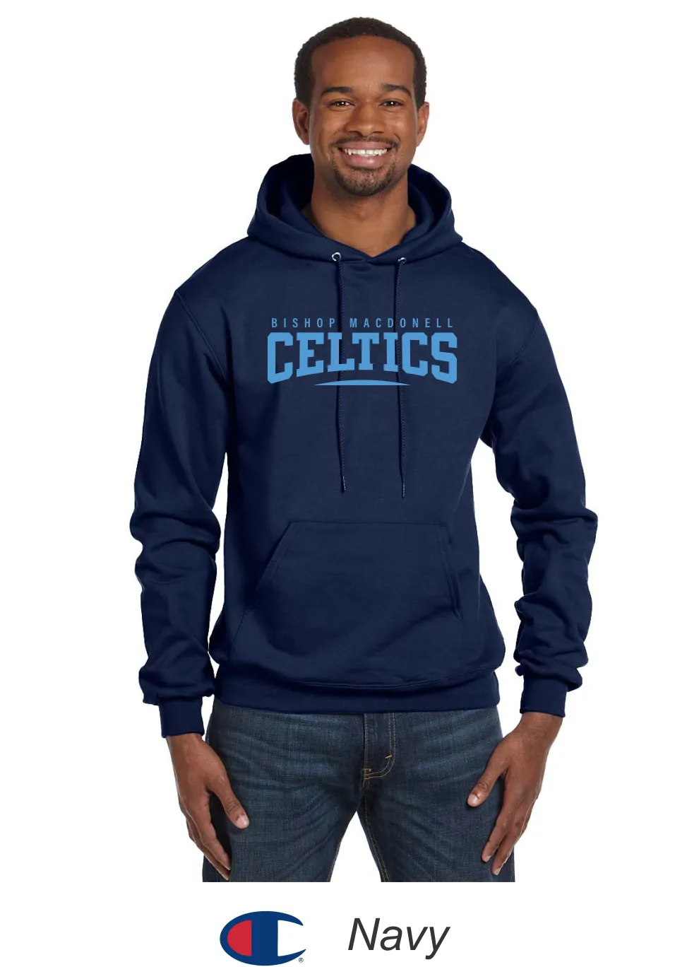 Bishop Mac Champion® Hooded Sweatshirt - Celtics Full Front Design