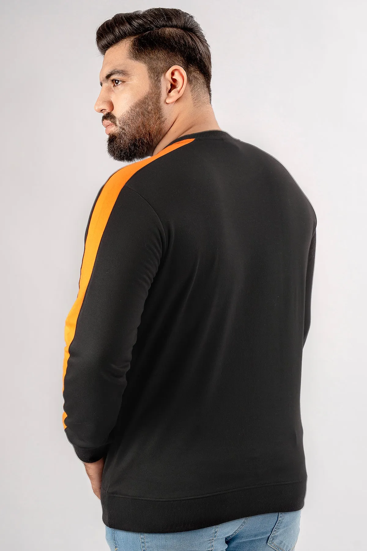 Black Cut & Sew Sweatshirt (Plus Size) - S24 - MSW088P