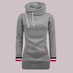 Black Ulzzang Sport Turtleneck Sweatshirt Women Warm Hooded Tunic Hoodies Slim Fit Poleron Mujer 2019 Bodysuit Red Stripe Hoodie