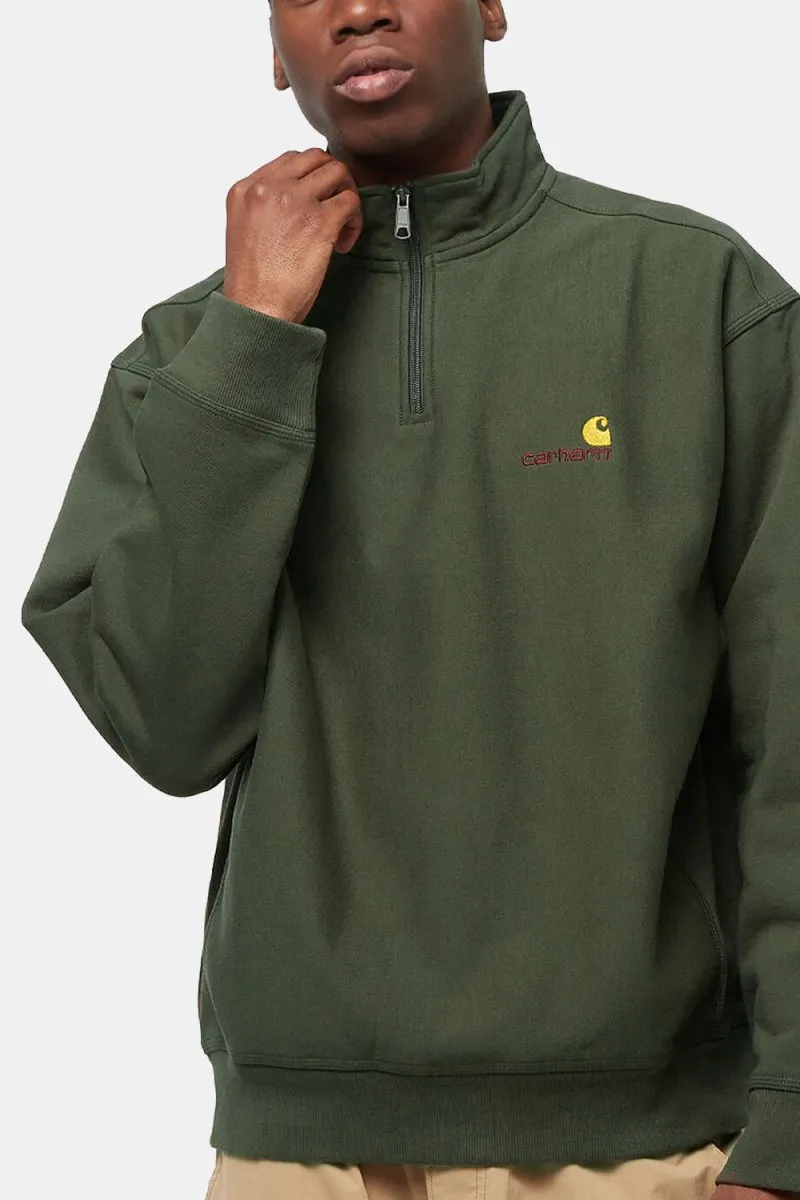 Carhartt Half Zip American Script Sweatshirt (Plant Green)