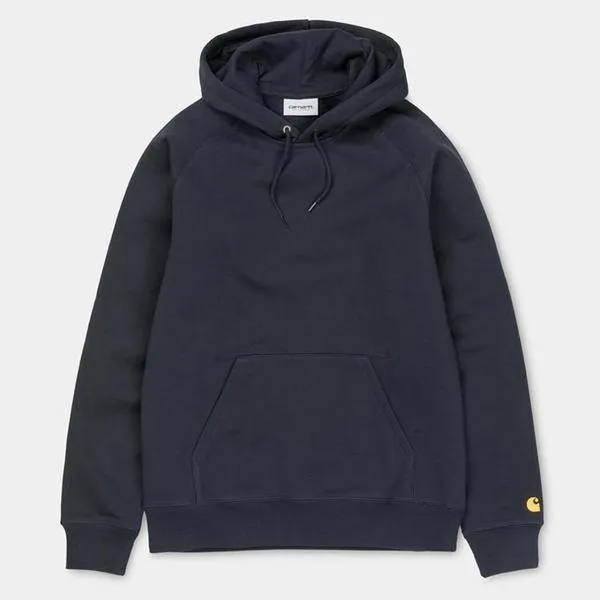 Carhartt WIP Hooded Chase Sweatshirt Dark Navy - Gold