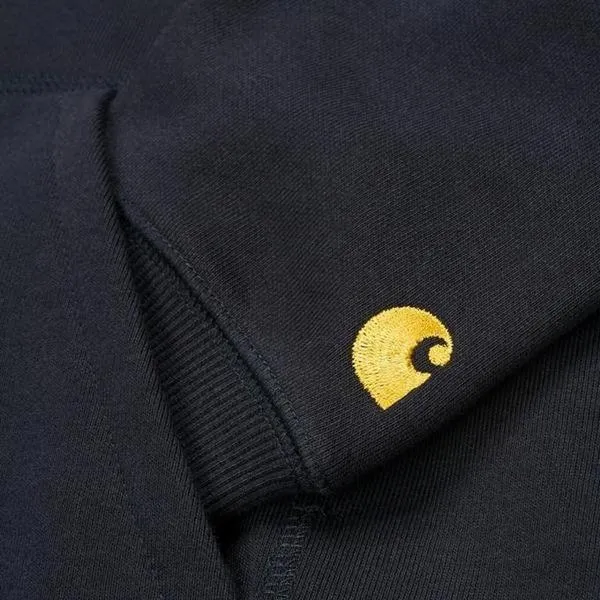 Carhartt WIP Hooded Chase Sweatshirt Dark Navy - Gold