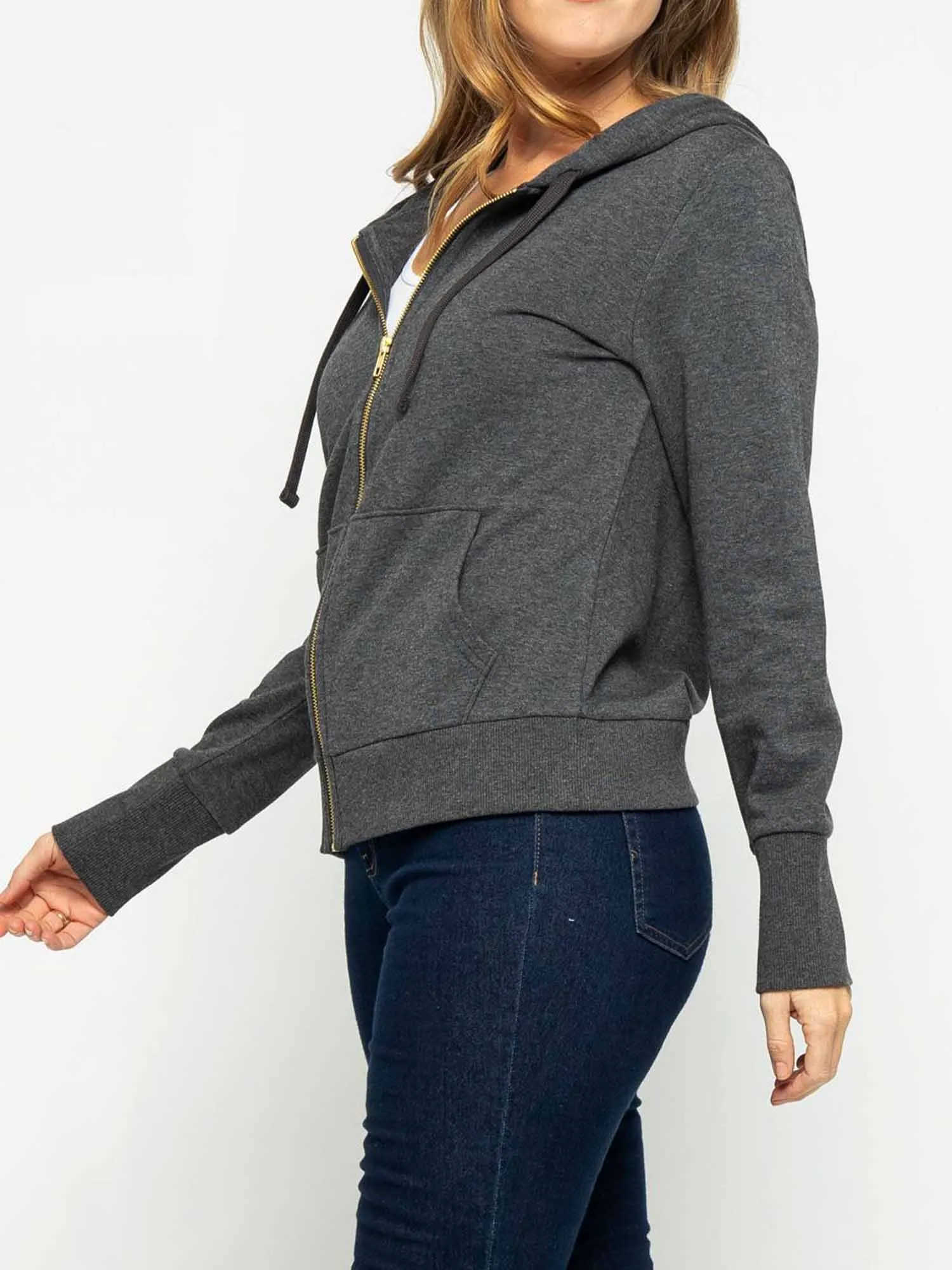 Causal Basic Simple Zip Up Hoodie Sweat Jacket