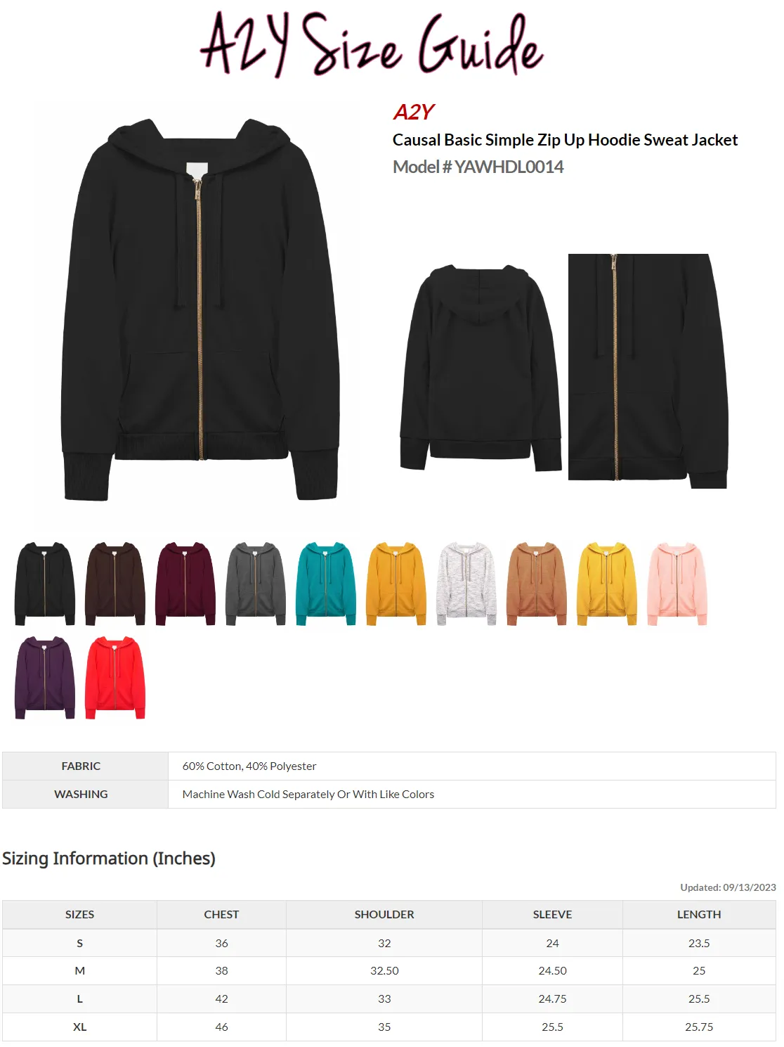 Causal Basic Simple Zip Up Hoodie Sweat Jacket