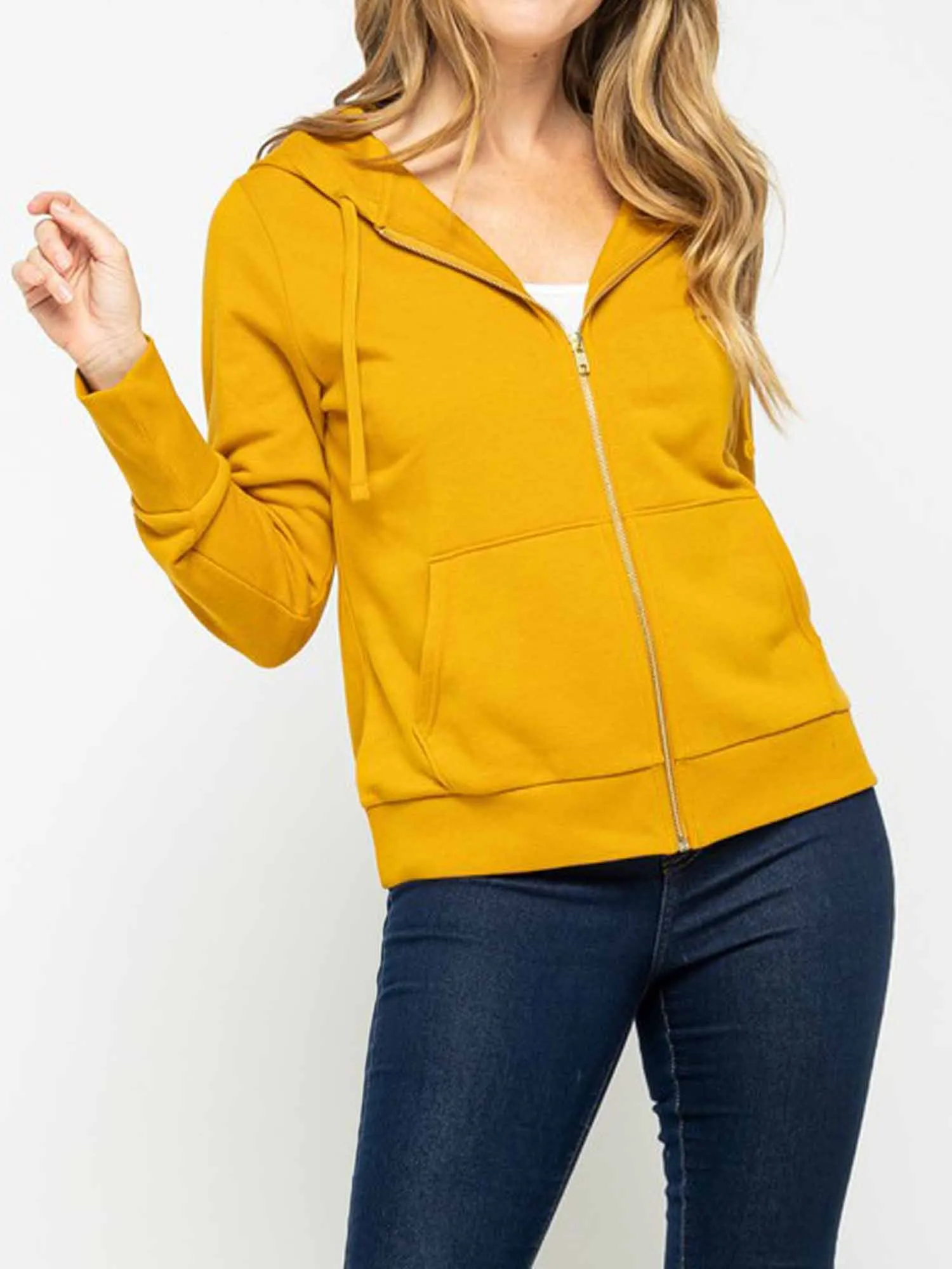 Causal Basic Simple Zip Up Hoodie Sweat Jacket