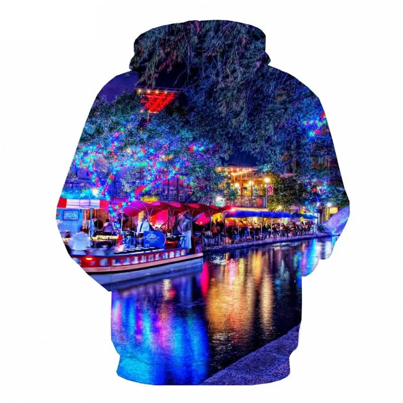 Christmas Sweatshirts men Street Hoody Anime Colorful Hoodie Print New Year Sweatshirt Printed