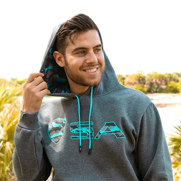 Classic Lined Hoodie | Aqua Military Camo