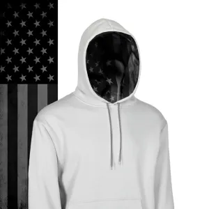 Classic Lined Hoodie | Blackout American Flag | Light Grey