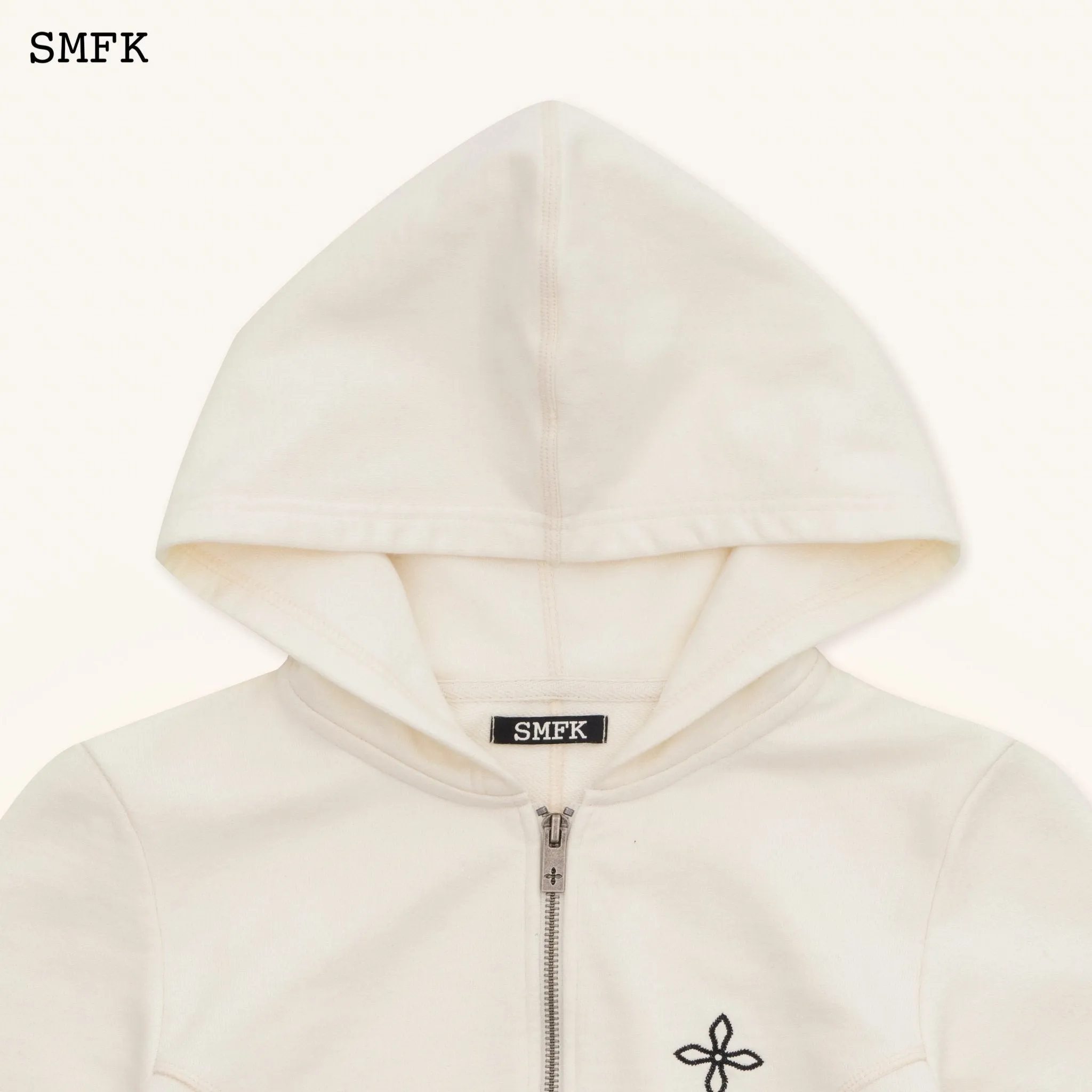 Compass Rove Stray Slim-Fit Hoodie In White