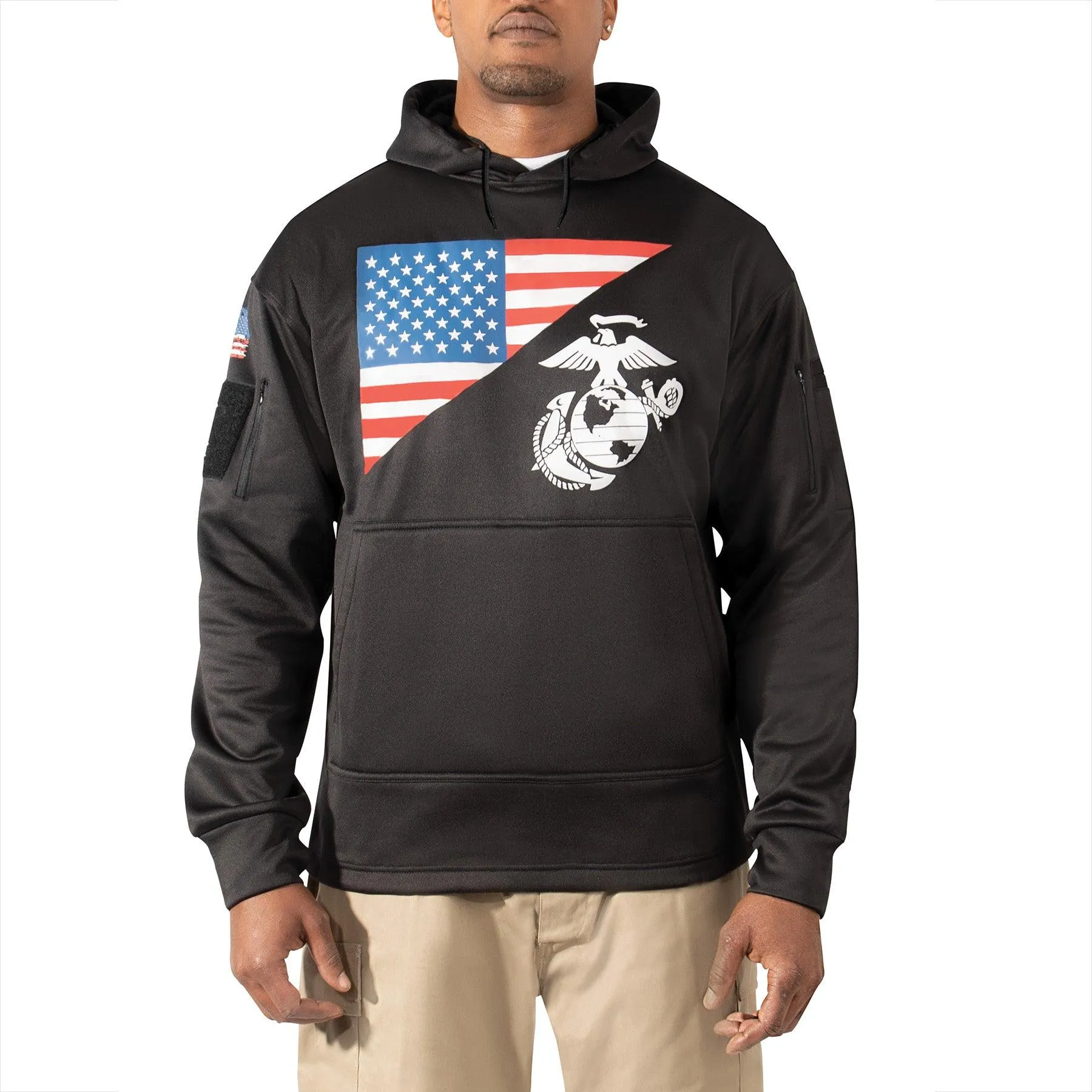 Concealed Carry Hoodie - US Flag / USMC Eagle, Globe, & Anchor (4 Color Choices)