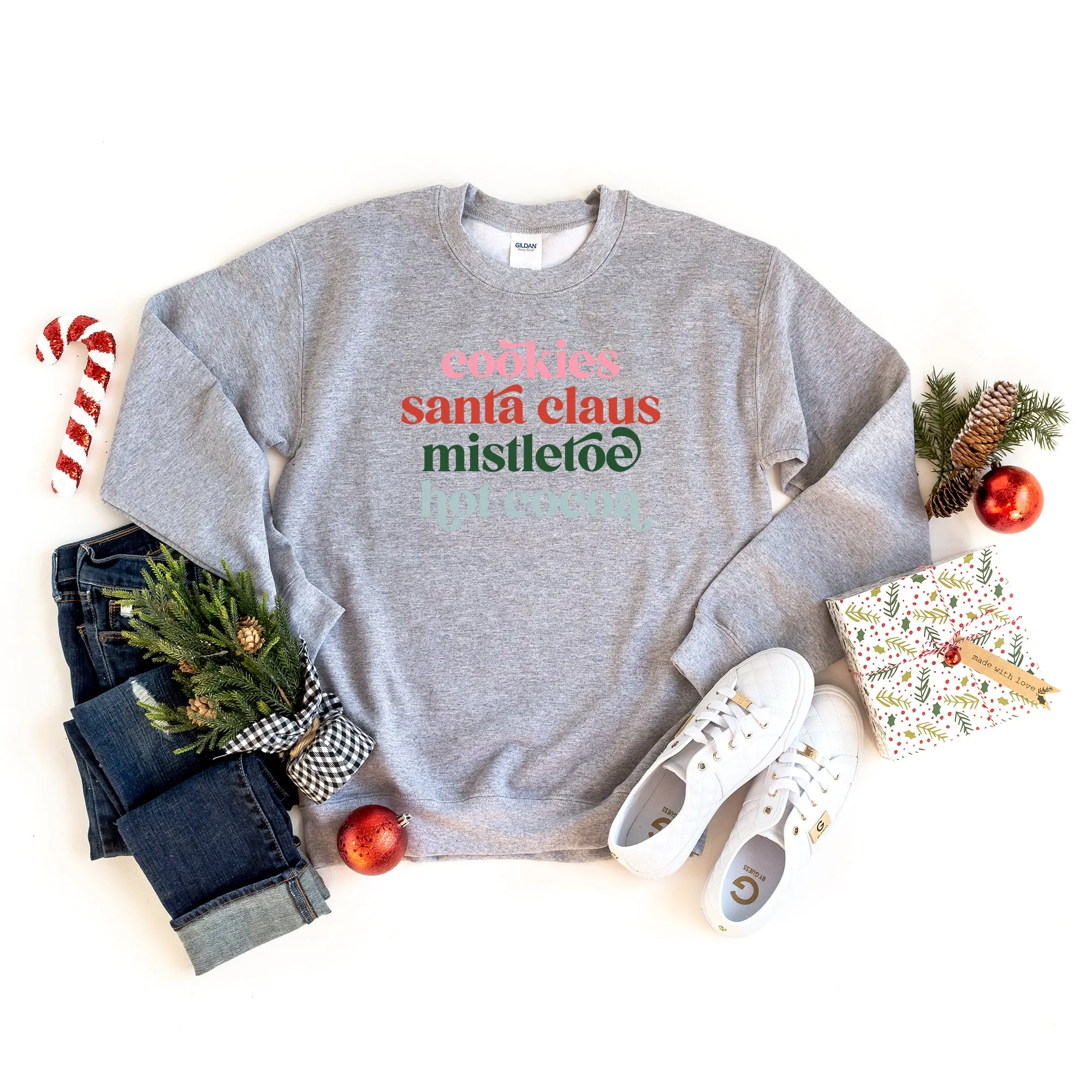 Cookies Santa Claus Mistletoe Colorful | Sweatshirt