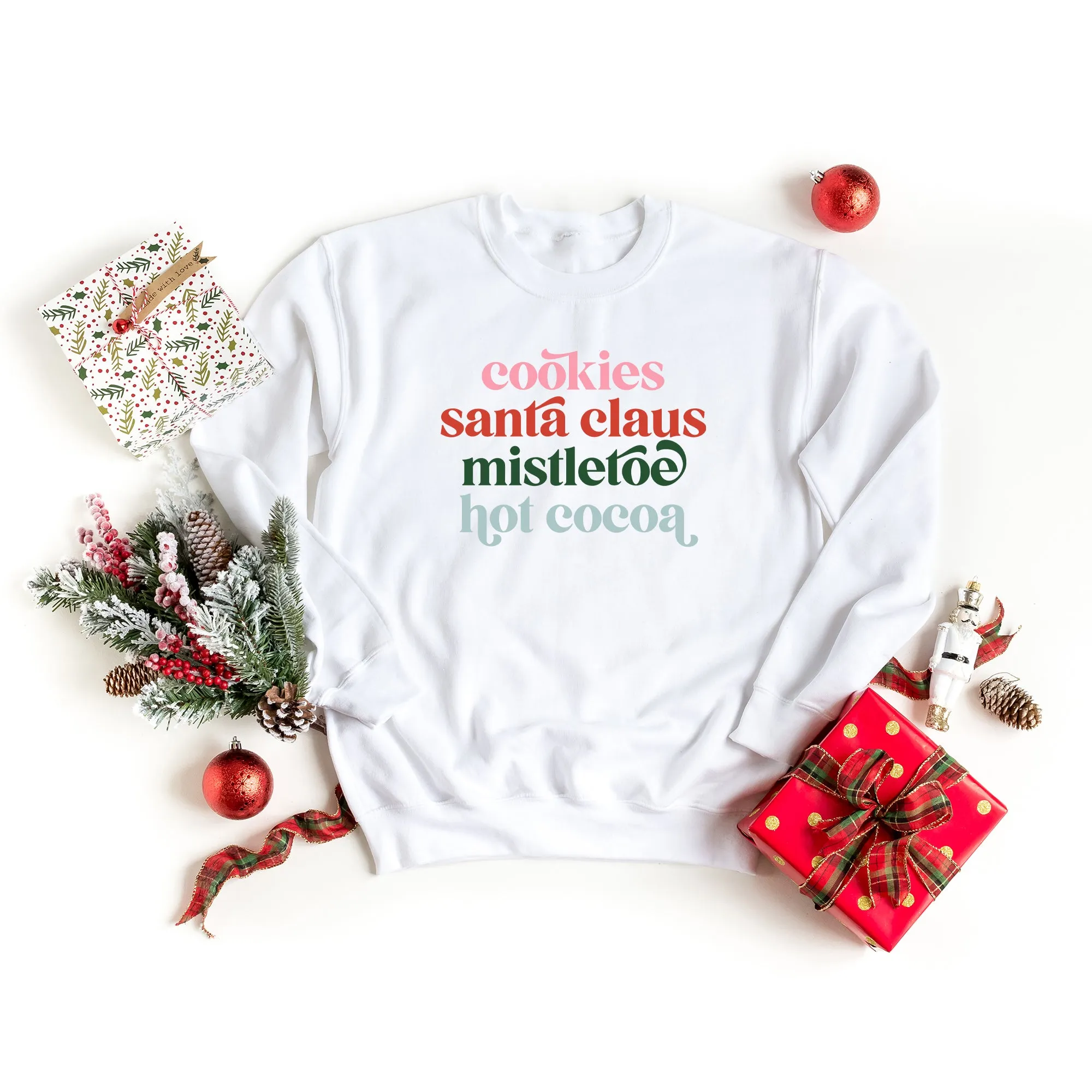 Cookies Santa Claus Mistletoe Colorful | Sweatshirt