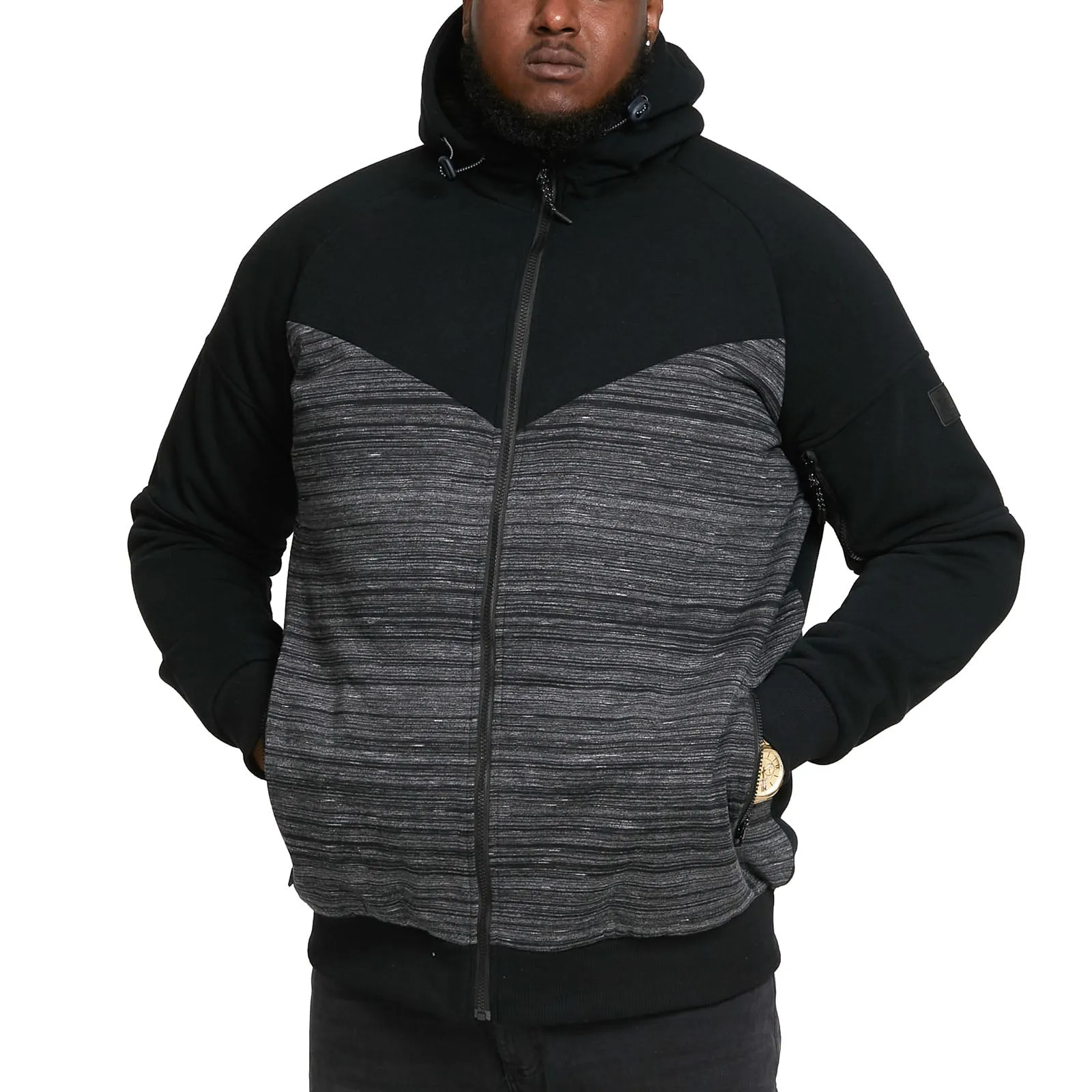 D555 Mens Clipstone Big & Tall Sherpa Lined Full Zip Hoody - Black