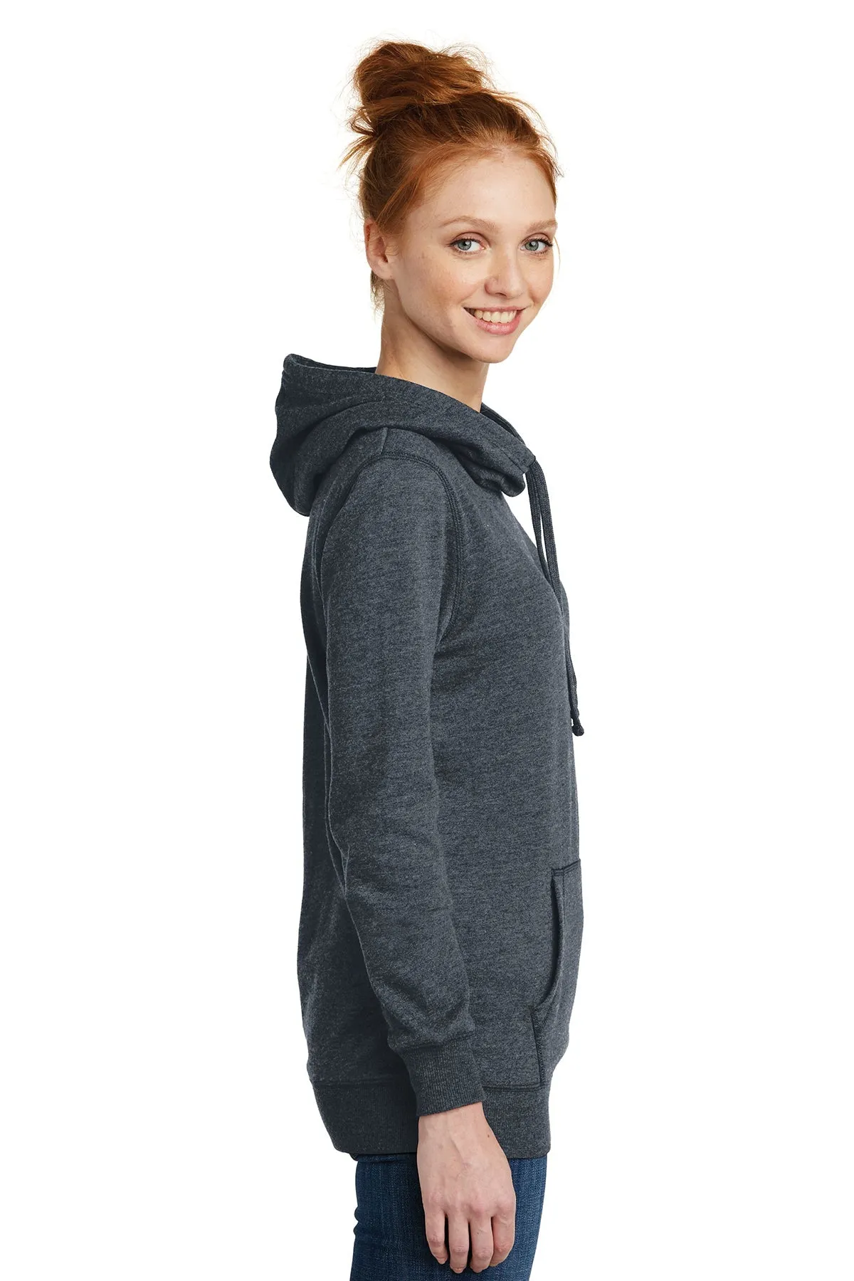 District Made Ladies Lightweight Hoodies, Heathered Navy