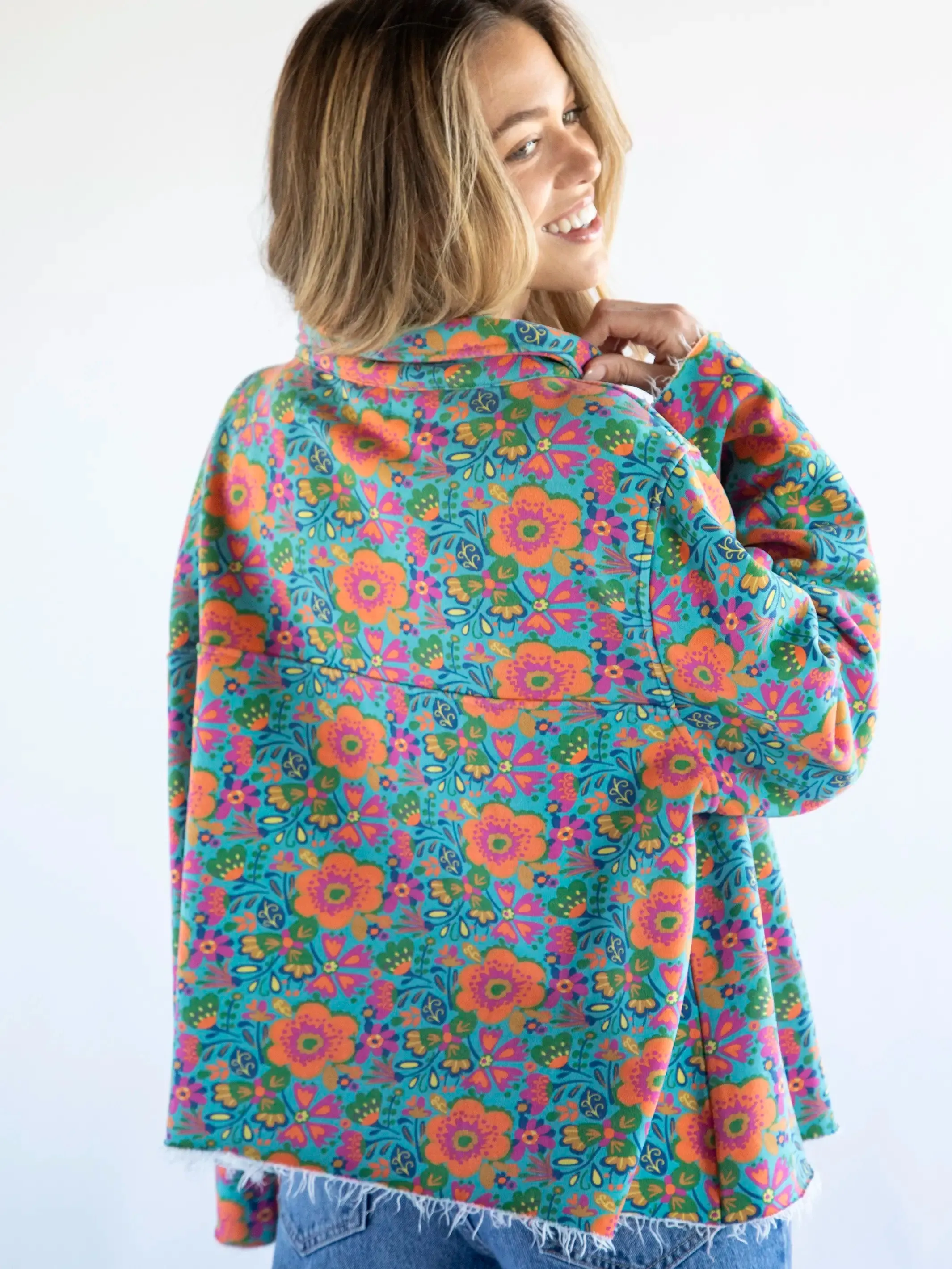 Easy Does It Sweatshirt - Doodle Floral Turquoise