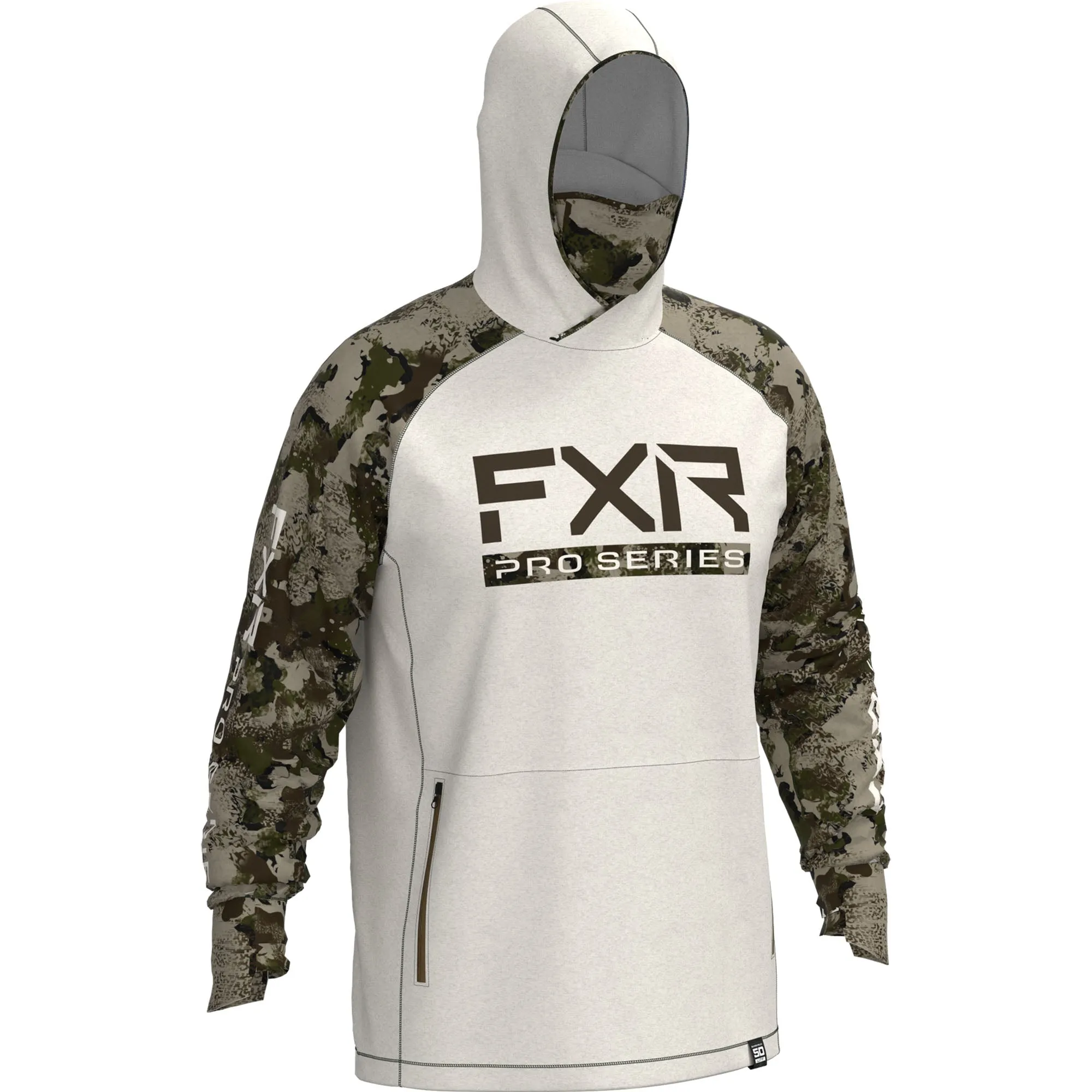 FXR  Mens Brown Heather Army Camo Tournament Pro Hybrid UPF Pullover Hoodie Hoody