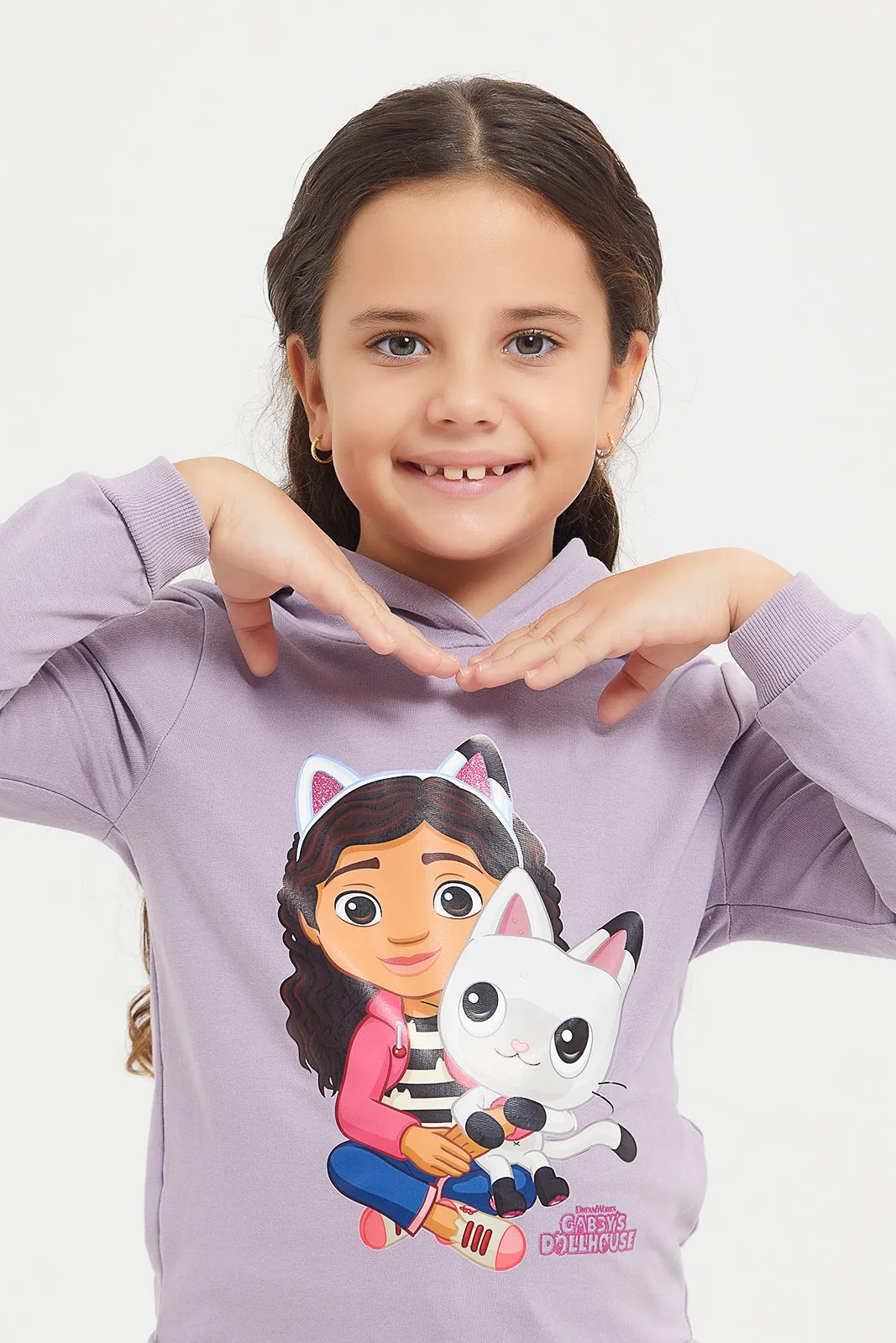 Girls Lilac Gabby's Dollhouse Printed Hooded Sweatshirt