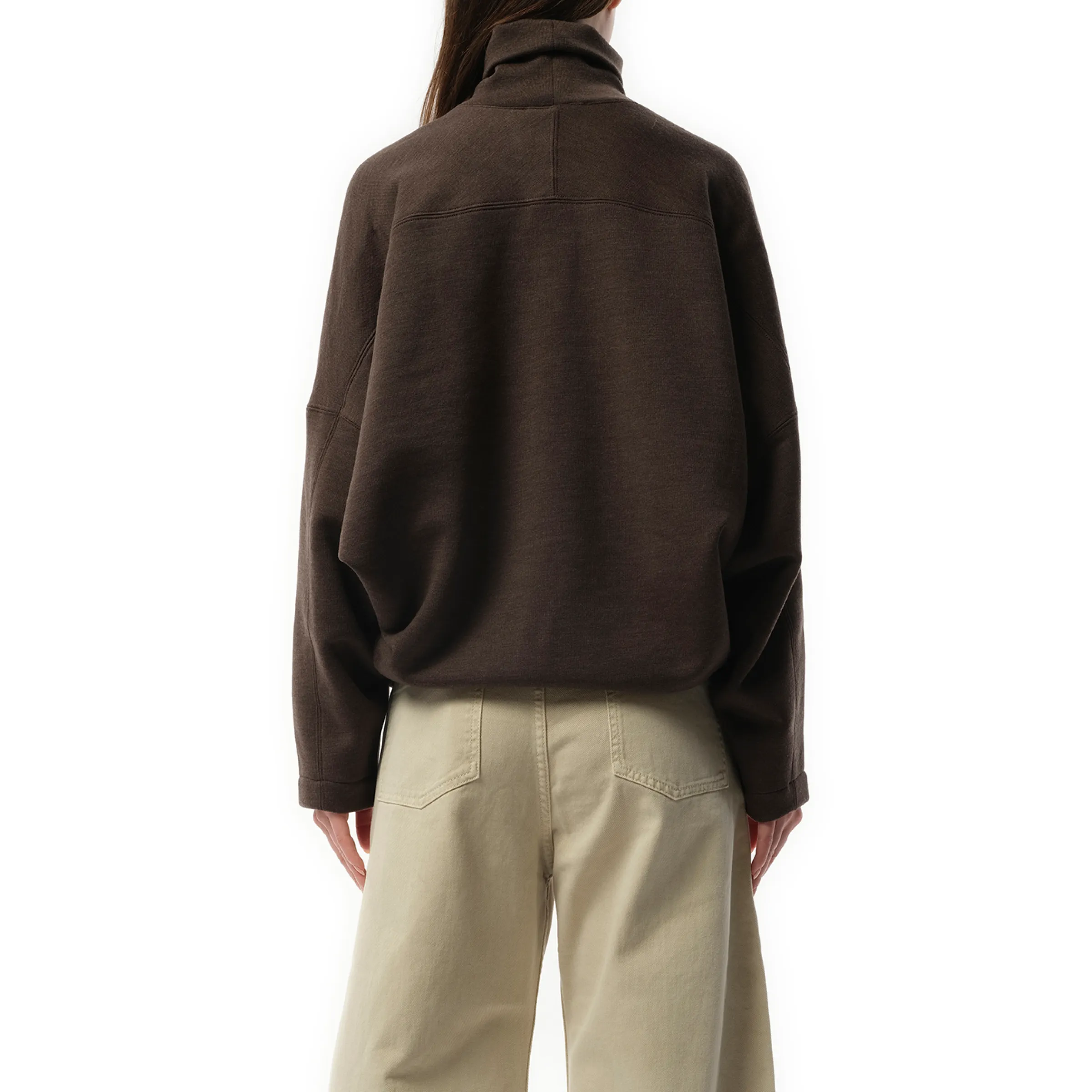 High Neck Sweatshirt in Dark Brown Melange