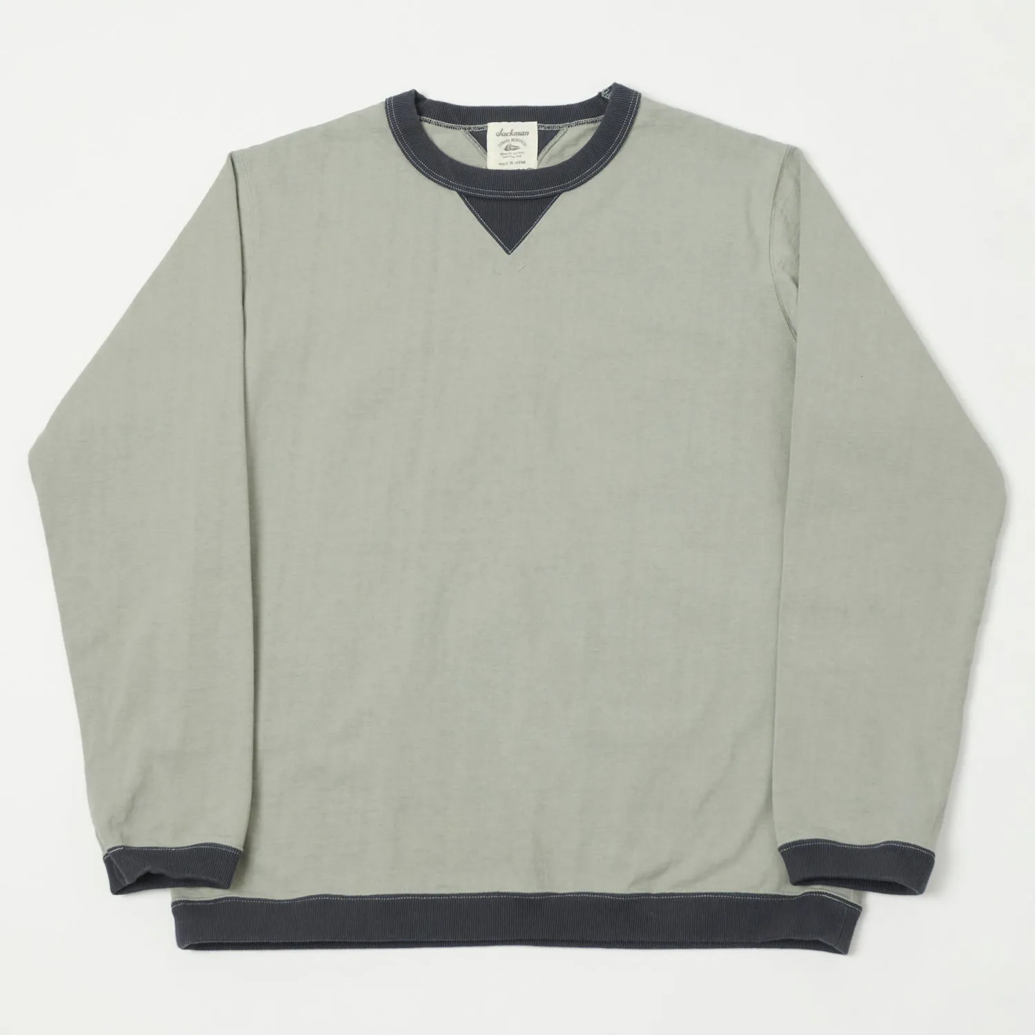 Jackman Dotsume Rib L/S Tee - Dry Sage/Grey