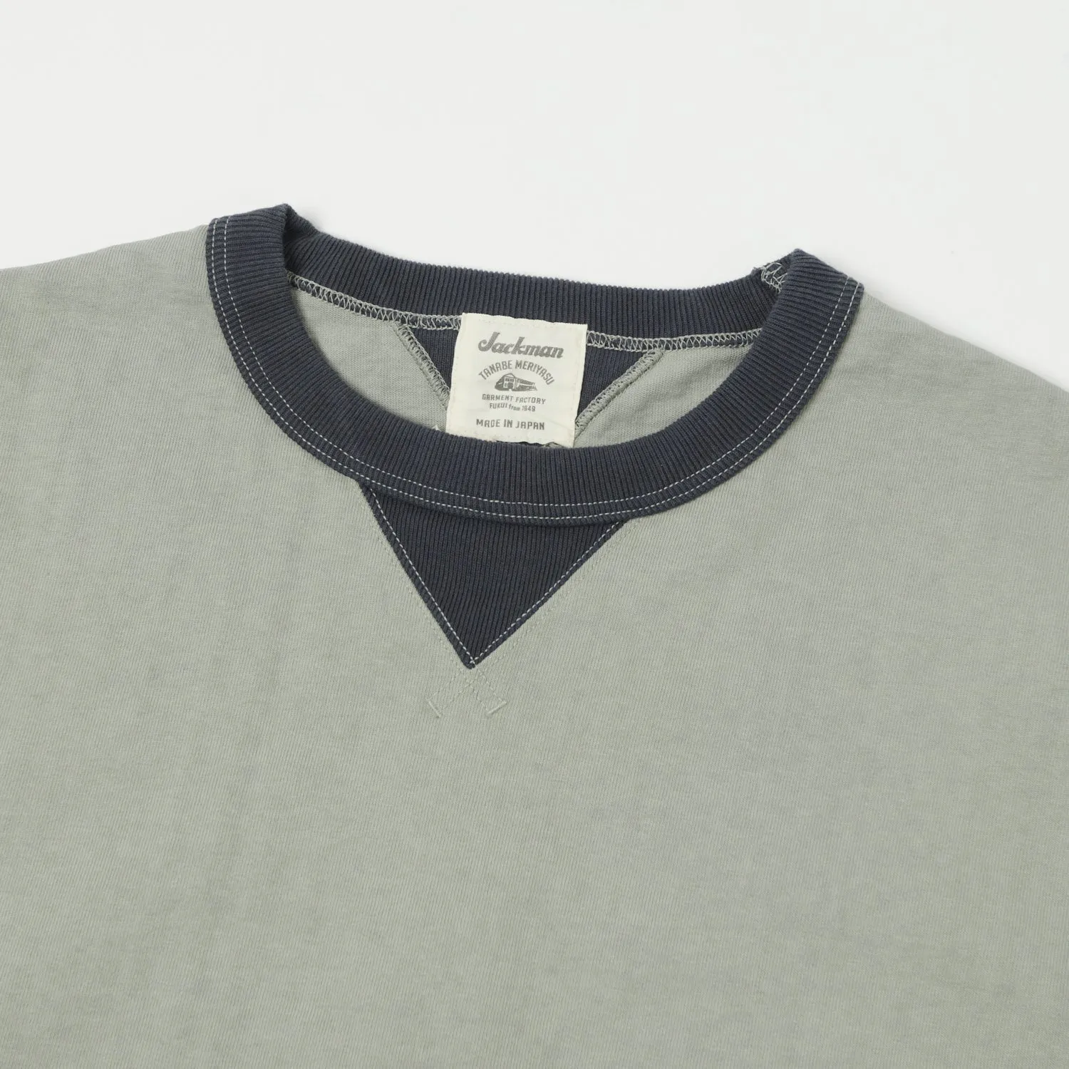 Jackman Dotsume Rib L/S Tee - Dry Sage/Grey