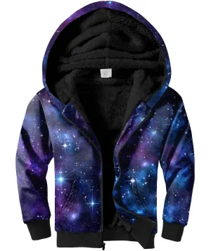 Kid's Sherpa Lined Fleece Space Printed Hoodie-ZPK007294