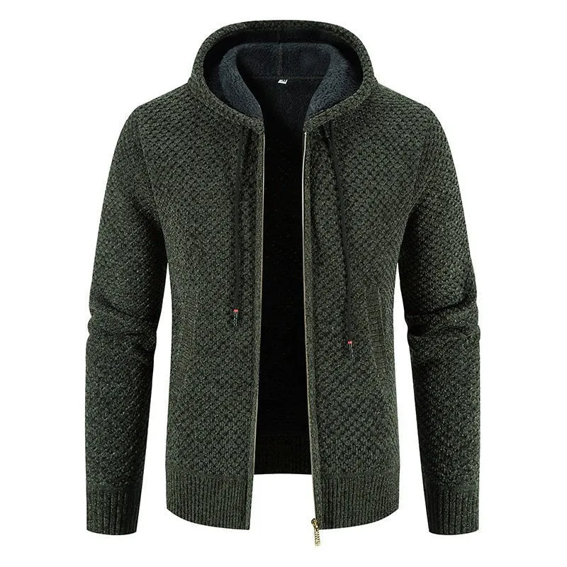 Knitwear Men's Hooded Sweater Fleece-Lined Velvet-Padded Hoodie