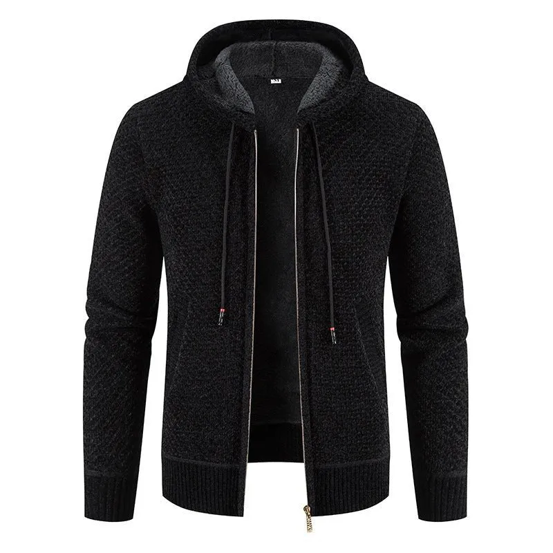 Knitwear Men's Hooded Sweater Fleece-Lined Velvet-Padded Hoodie