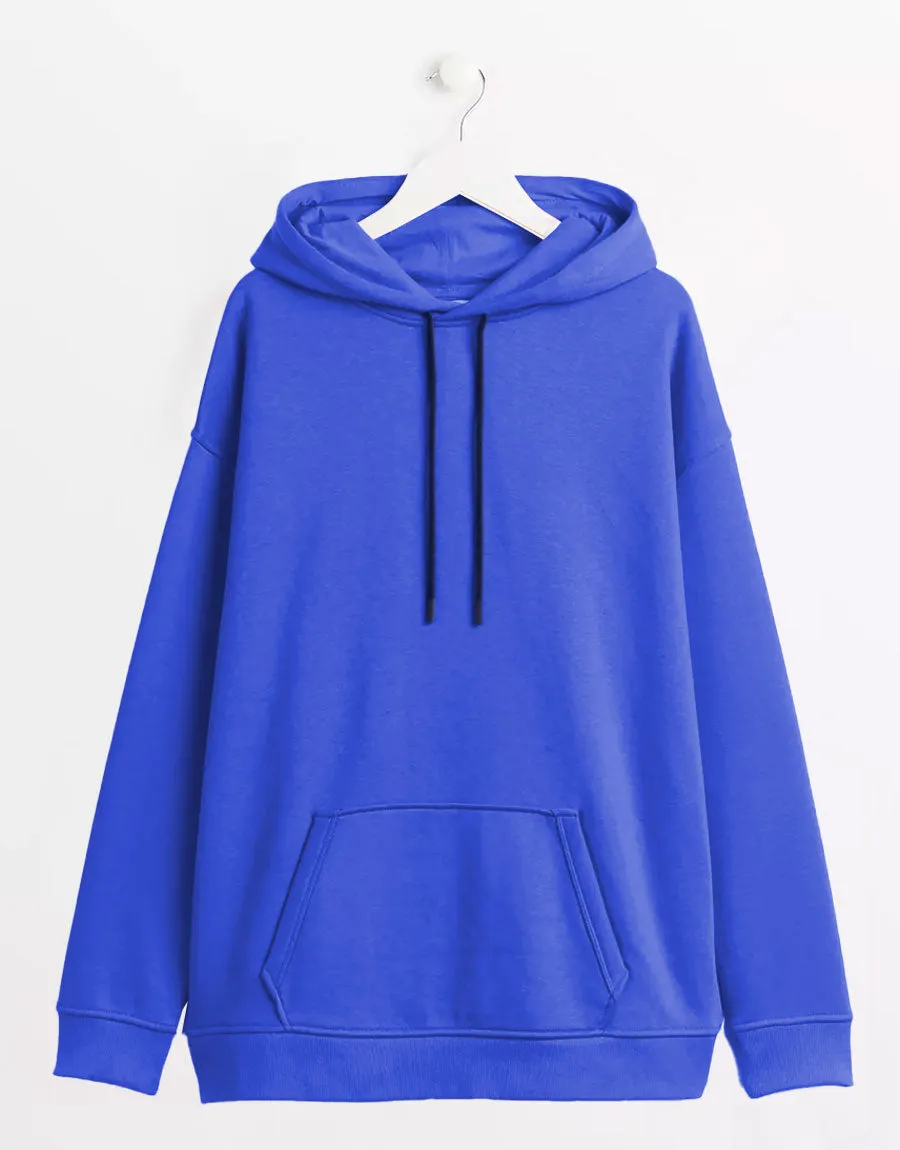 Ladies Basic Solid Fleece Hoodie-Royal Blue