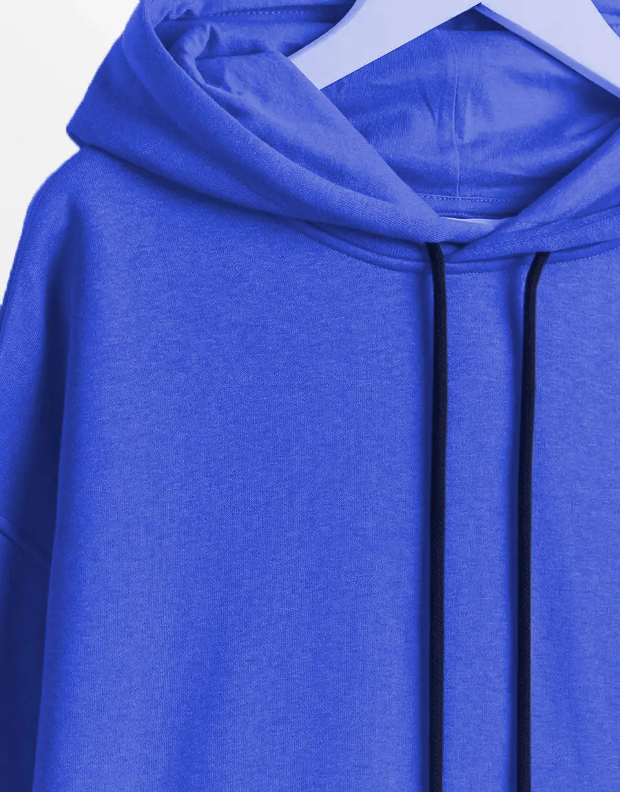 Ladies Basic Solid Fleece Hoodie-Royal Blue