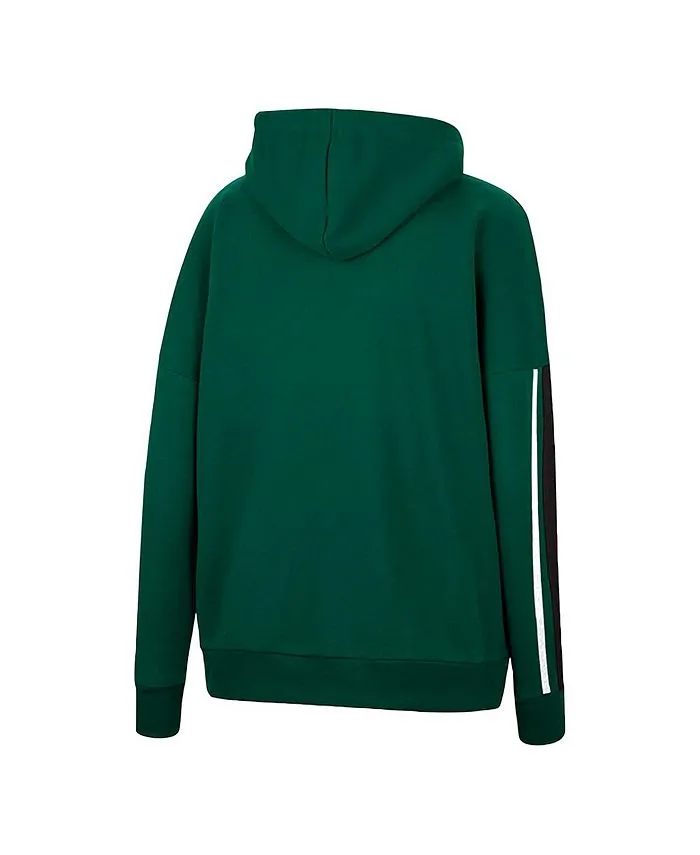 Michigan State Spartans Serena Colosseum Women's Green Striped Hoodie Pullover With Large Sleeves ,  green