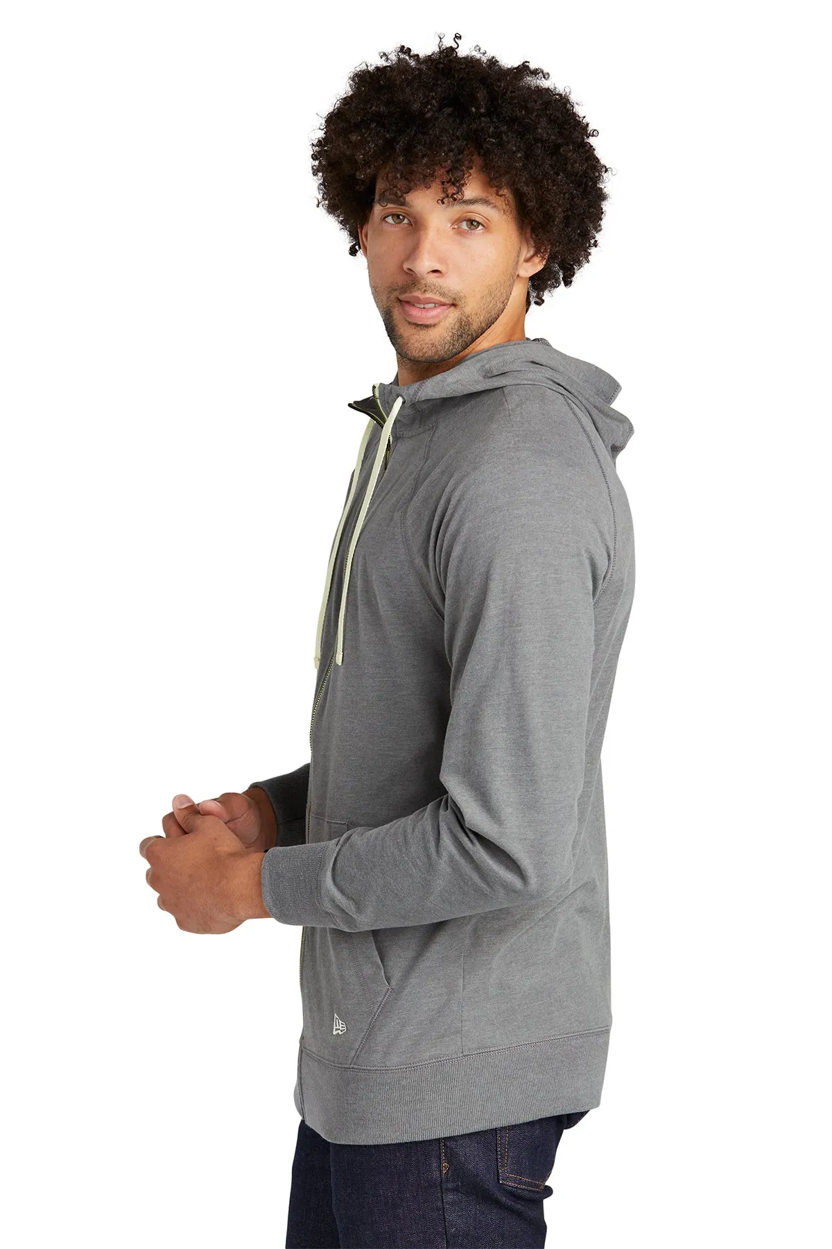 New Era Sueded Cotton Custom Zip Hoodies, Shadow Grey Heather