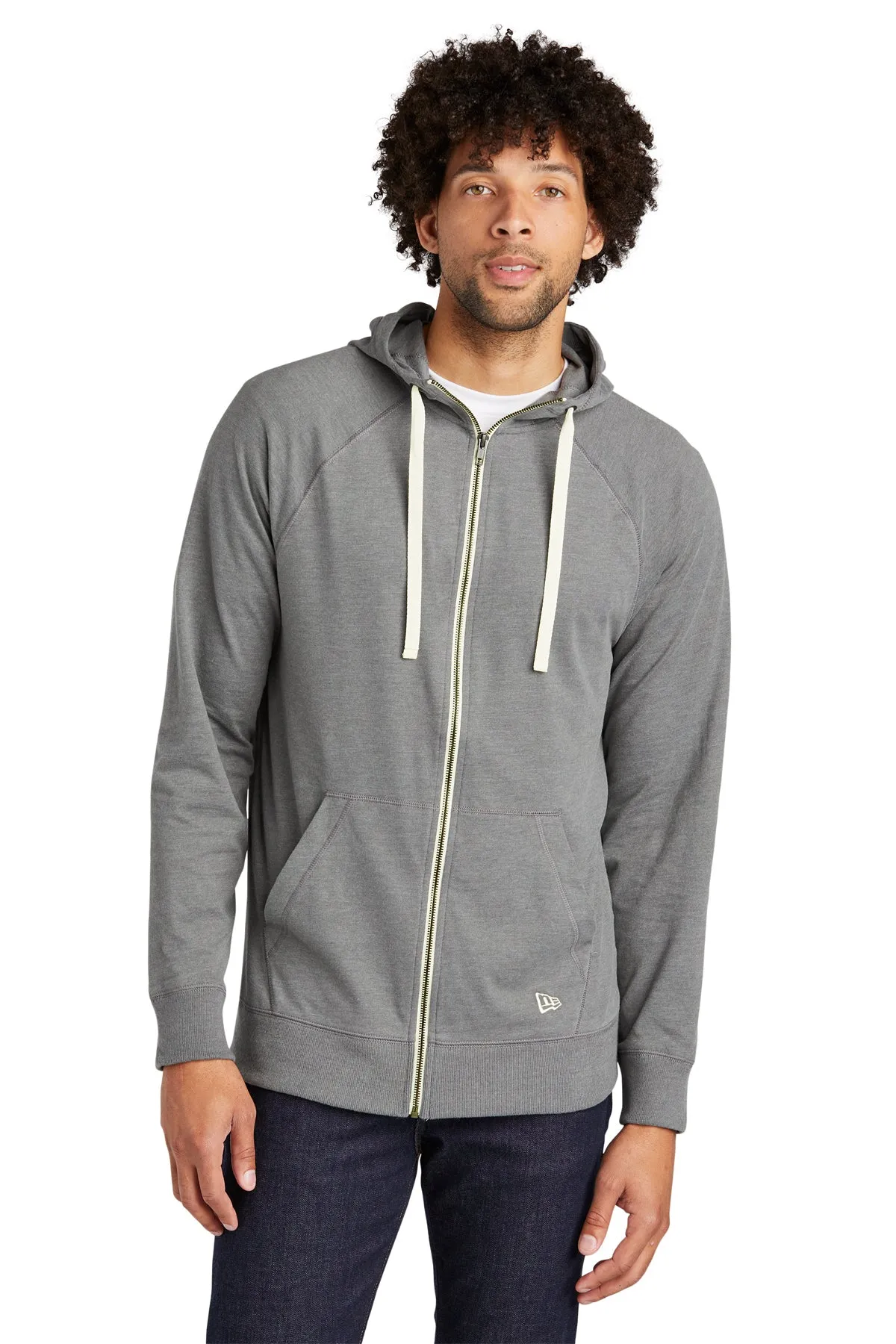 New Era Sueded Cotton Custom Zip Hoodies, Shadow Grey Heather