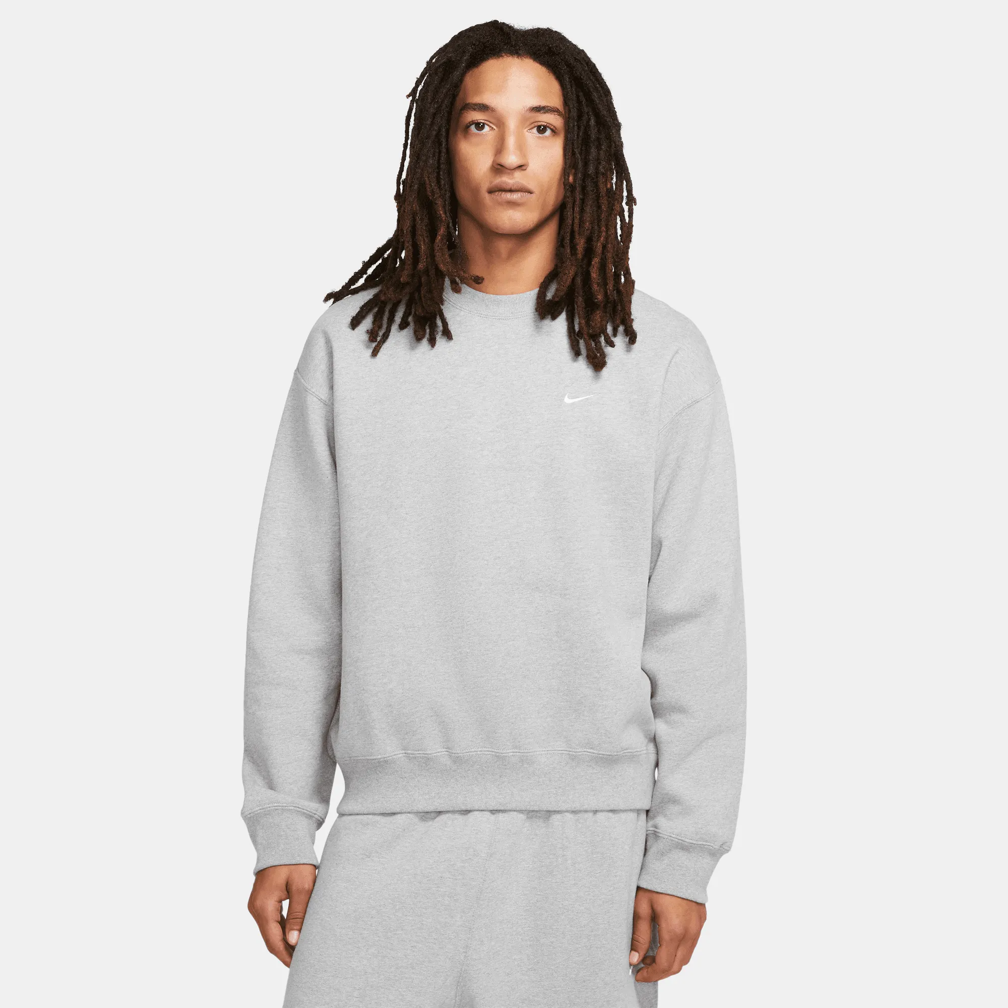 Nike Solo Swoosh Grey Fleece Crew